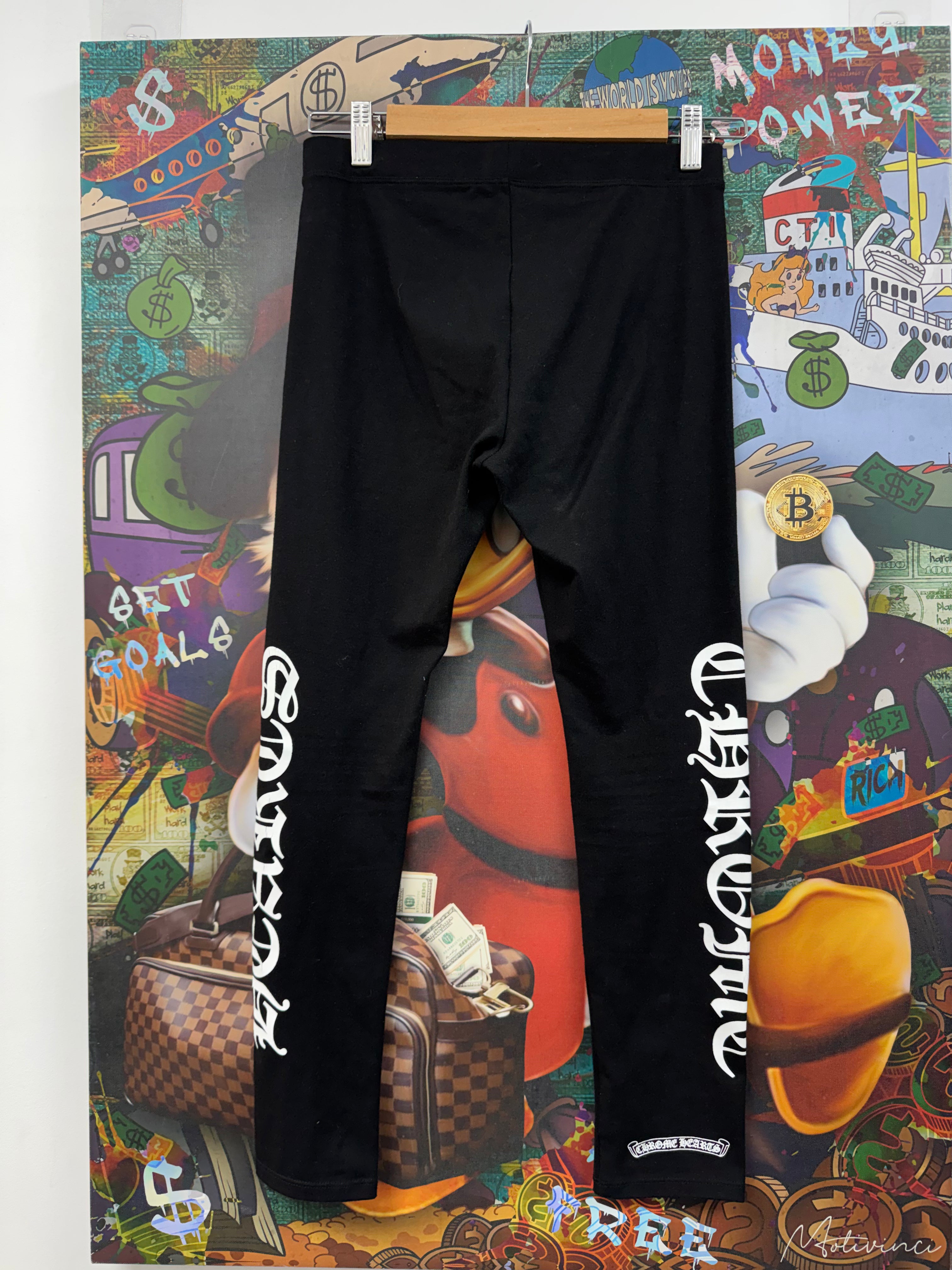 Chrome Hearts Black Horseshoe Leggings