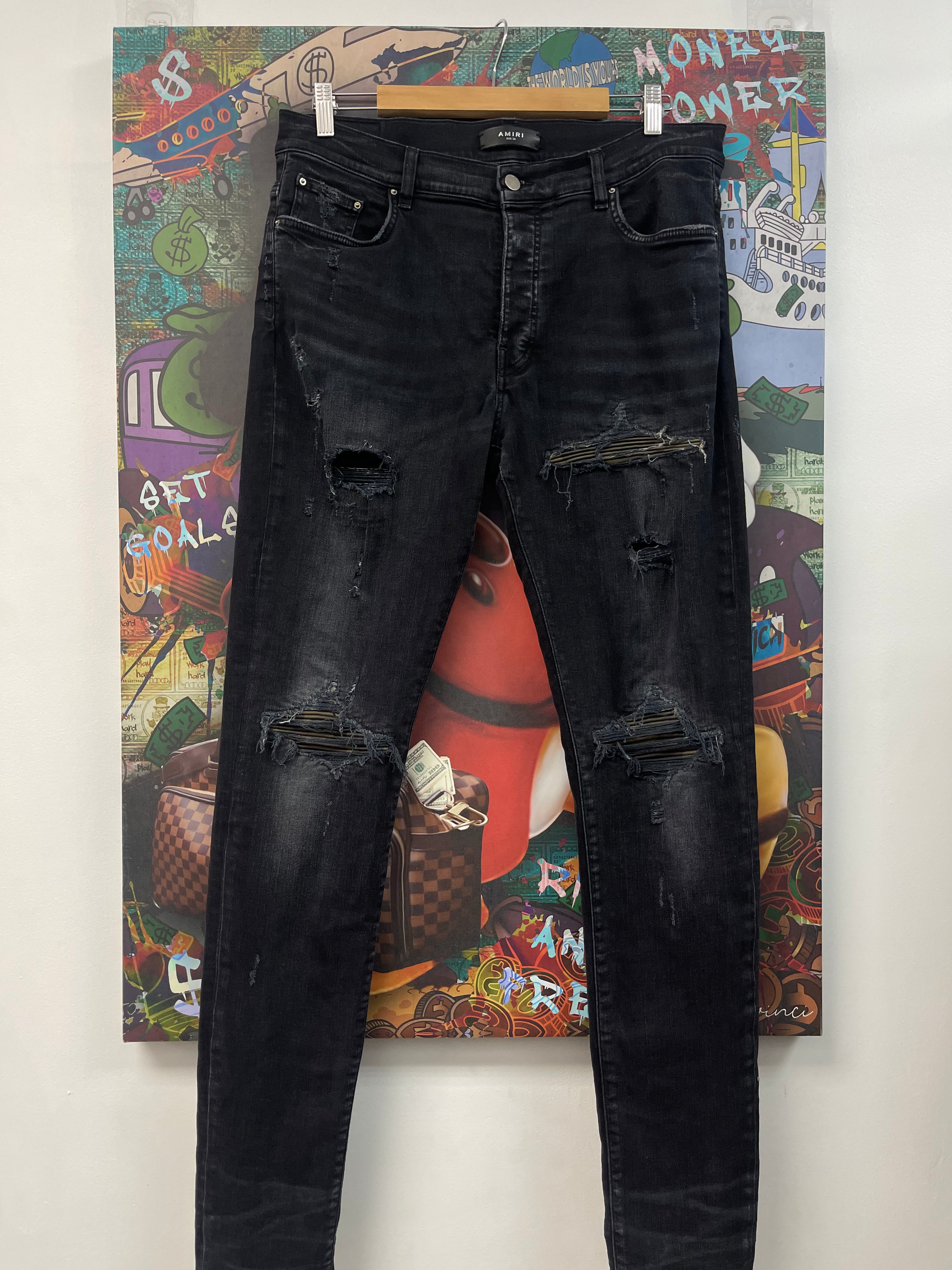Amiri Mx1 Black Camo Patch Jeans