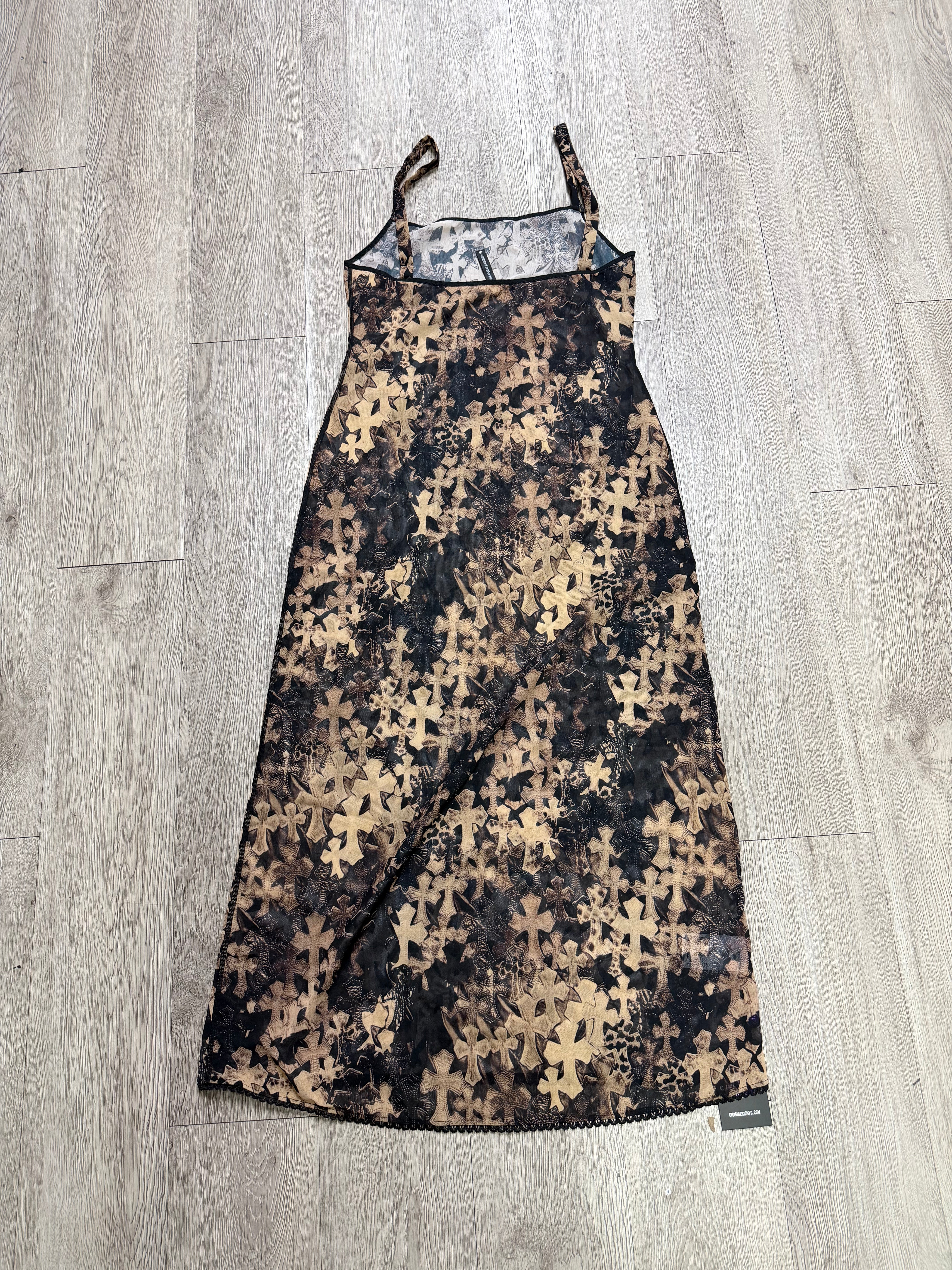 Chrome Hearts Waterfall Cross Print Mesh Dress