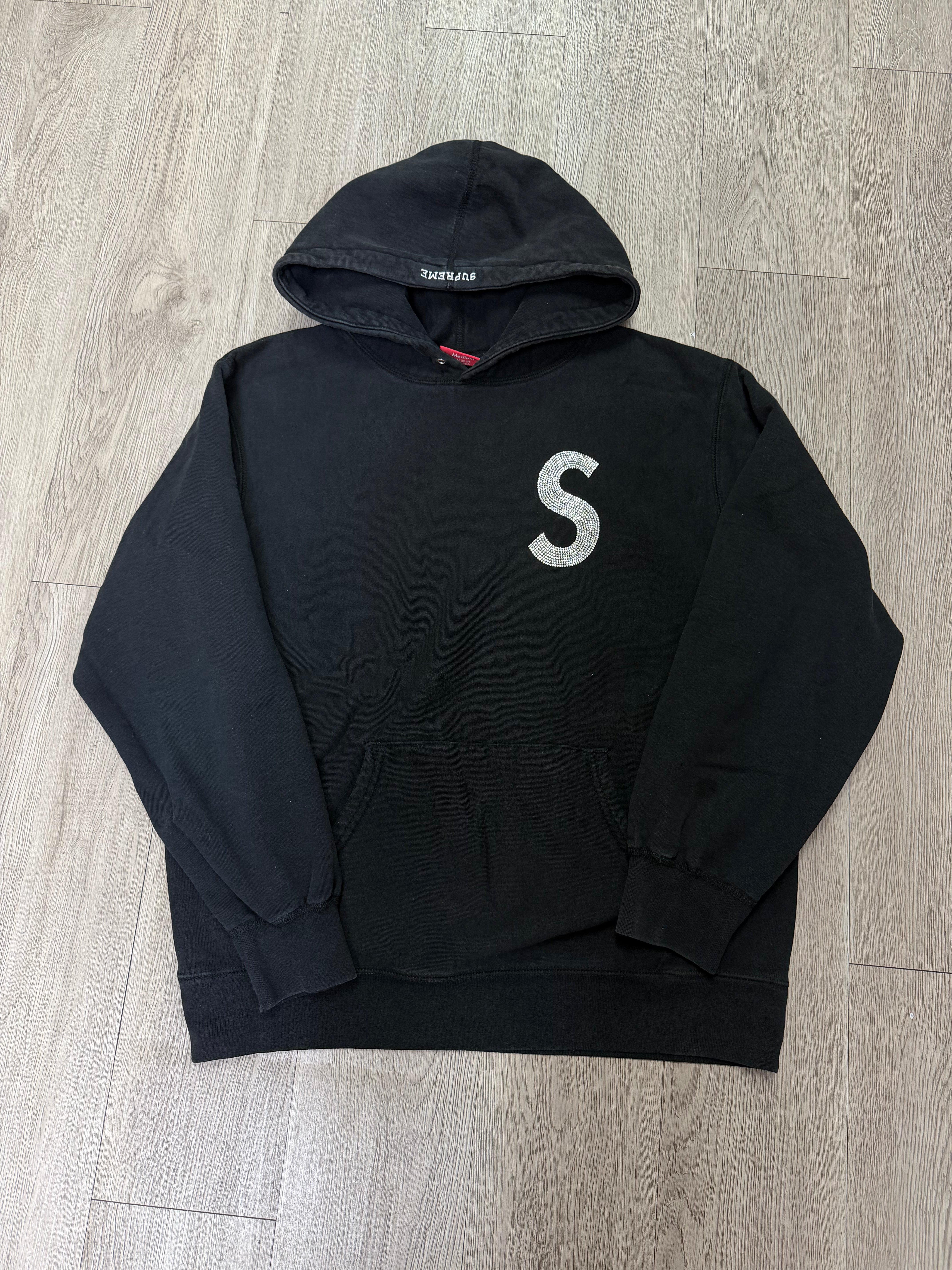 Supreme Black Swarovski S Logo Hoodie