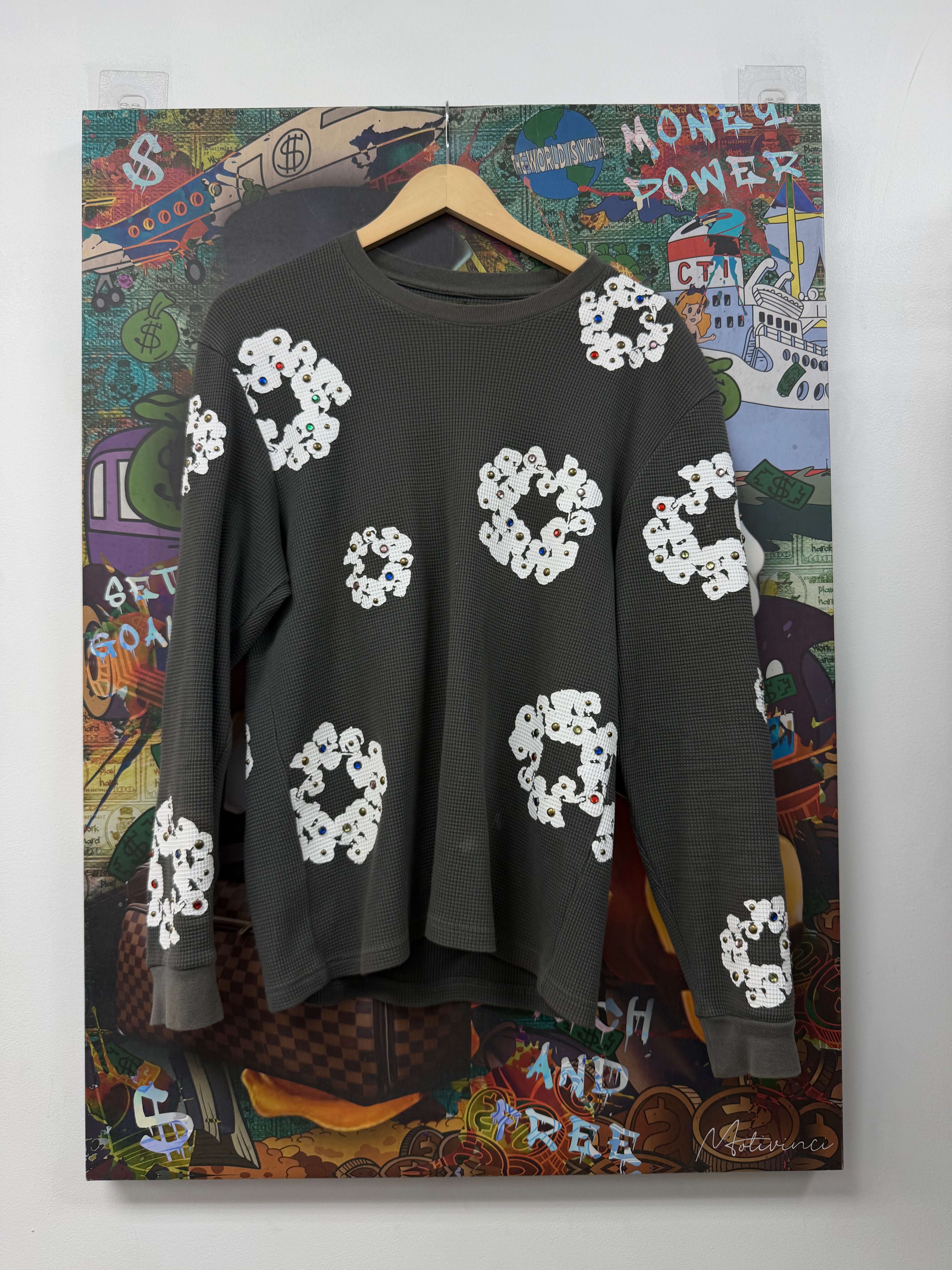 Denim Tears Grey Rhinestone Thermal