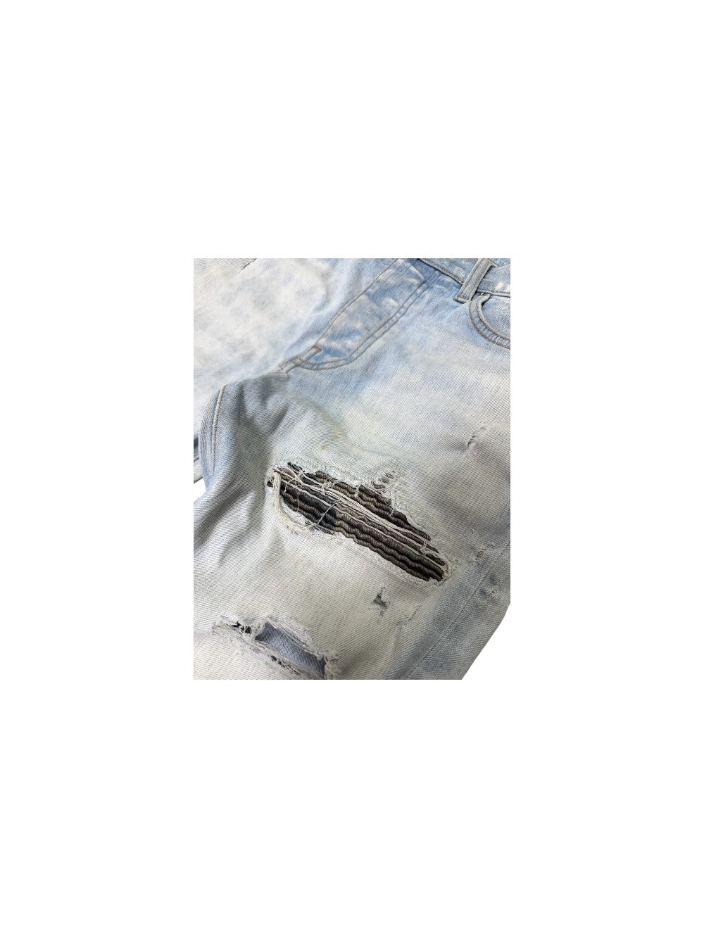 Amiri "MX1" Camo Patch Light Wash Jeans