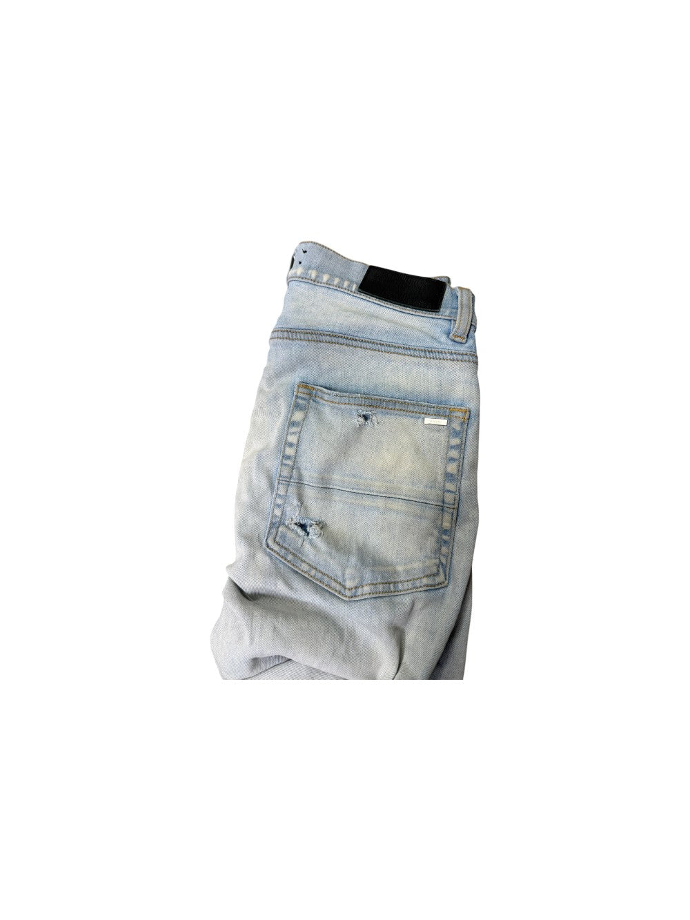 Amiri "MX1" Camo Patch Light Wash Jeans