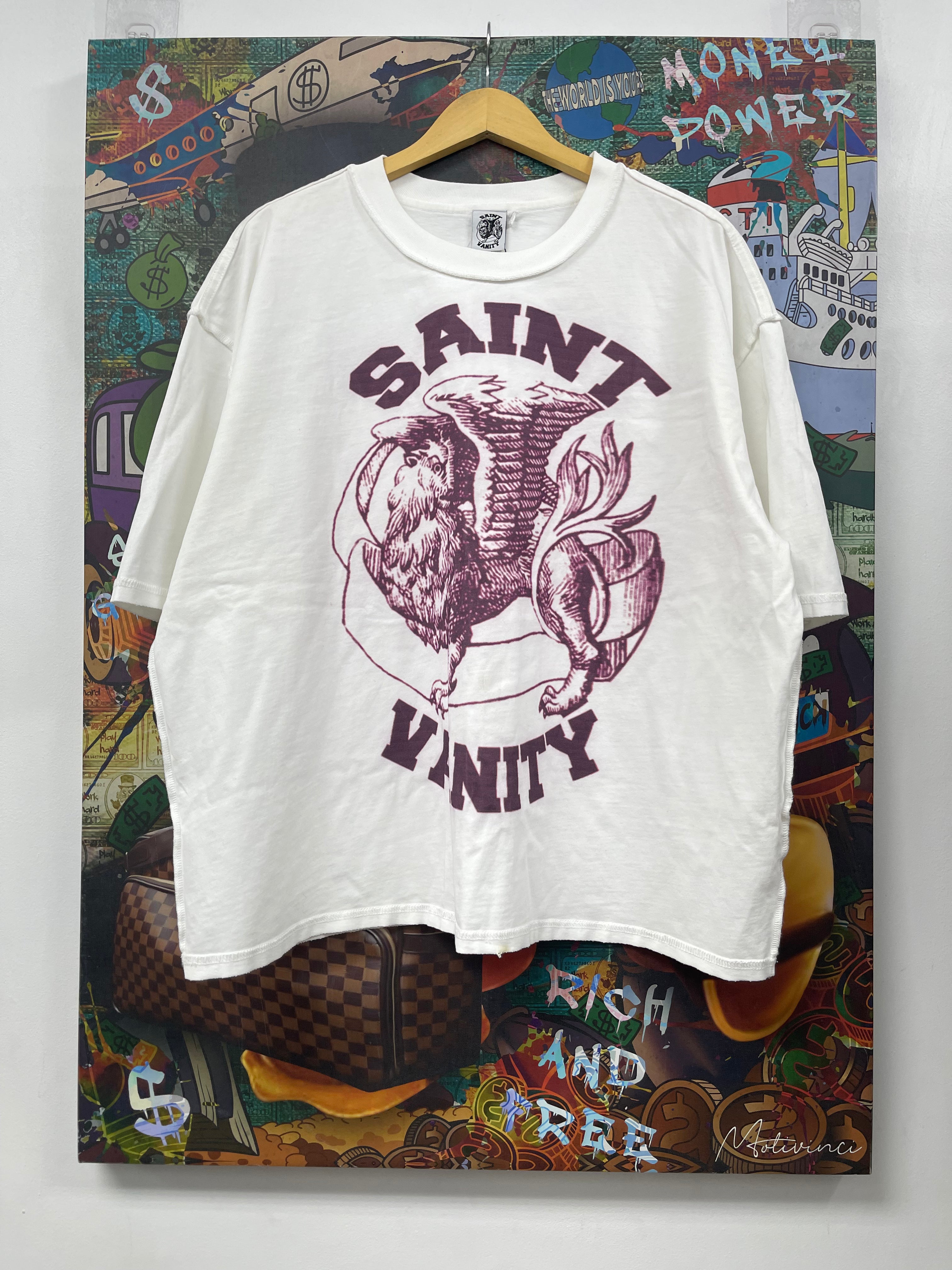 Saint Vanity White Burgundy Griffin Tee