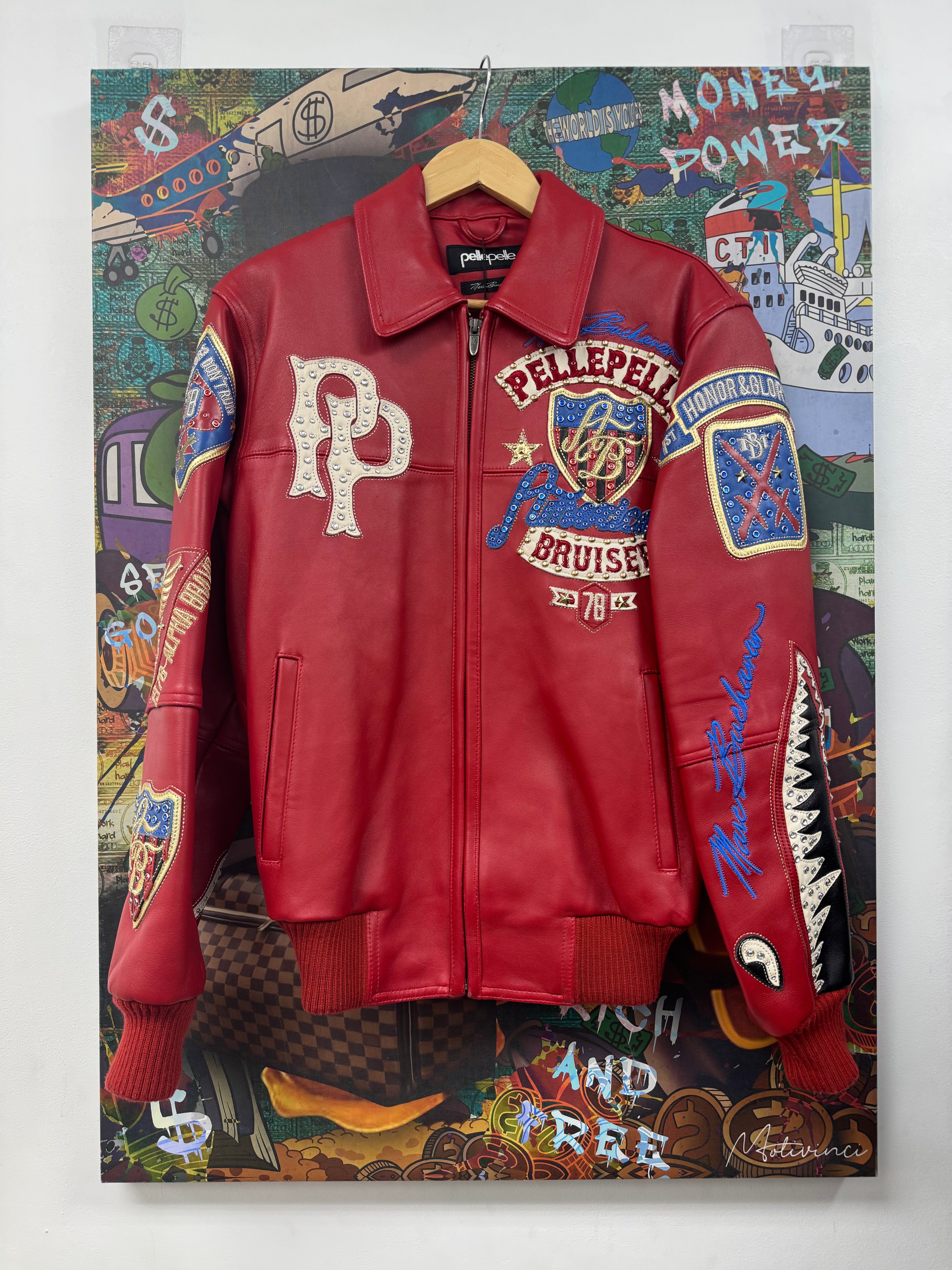 Pelle Pelle Red Bruiser Varsity Jacket