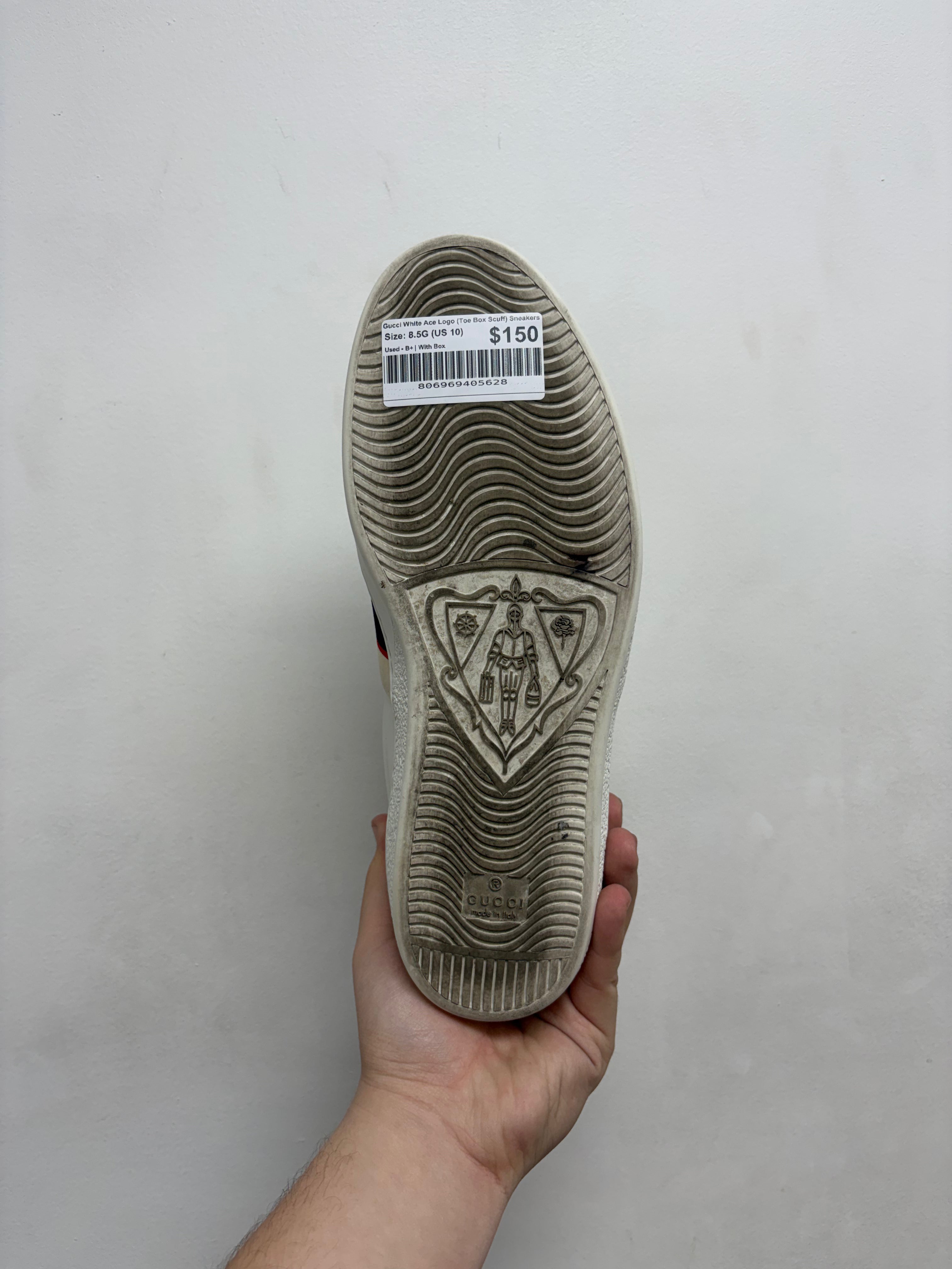 Gucci White Ace Logo (Toe Box Scuff) Sneakers