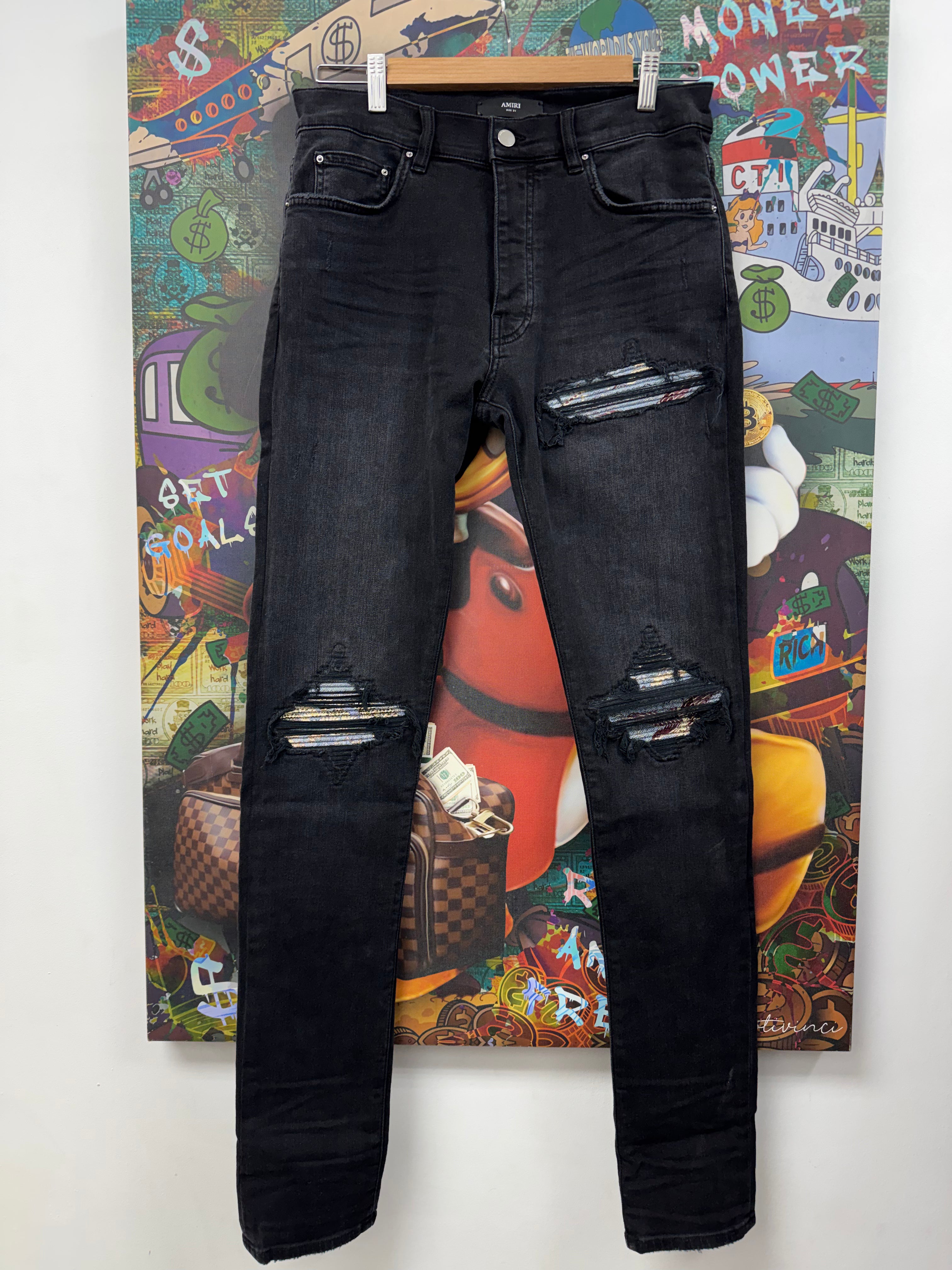 Amiri MX1 Black Wash Crane Patch Jeans