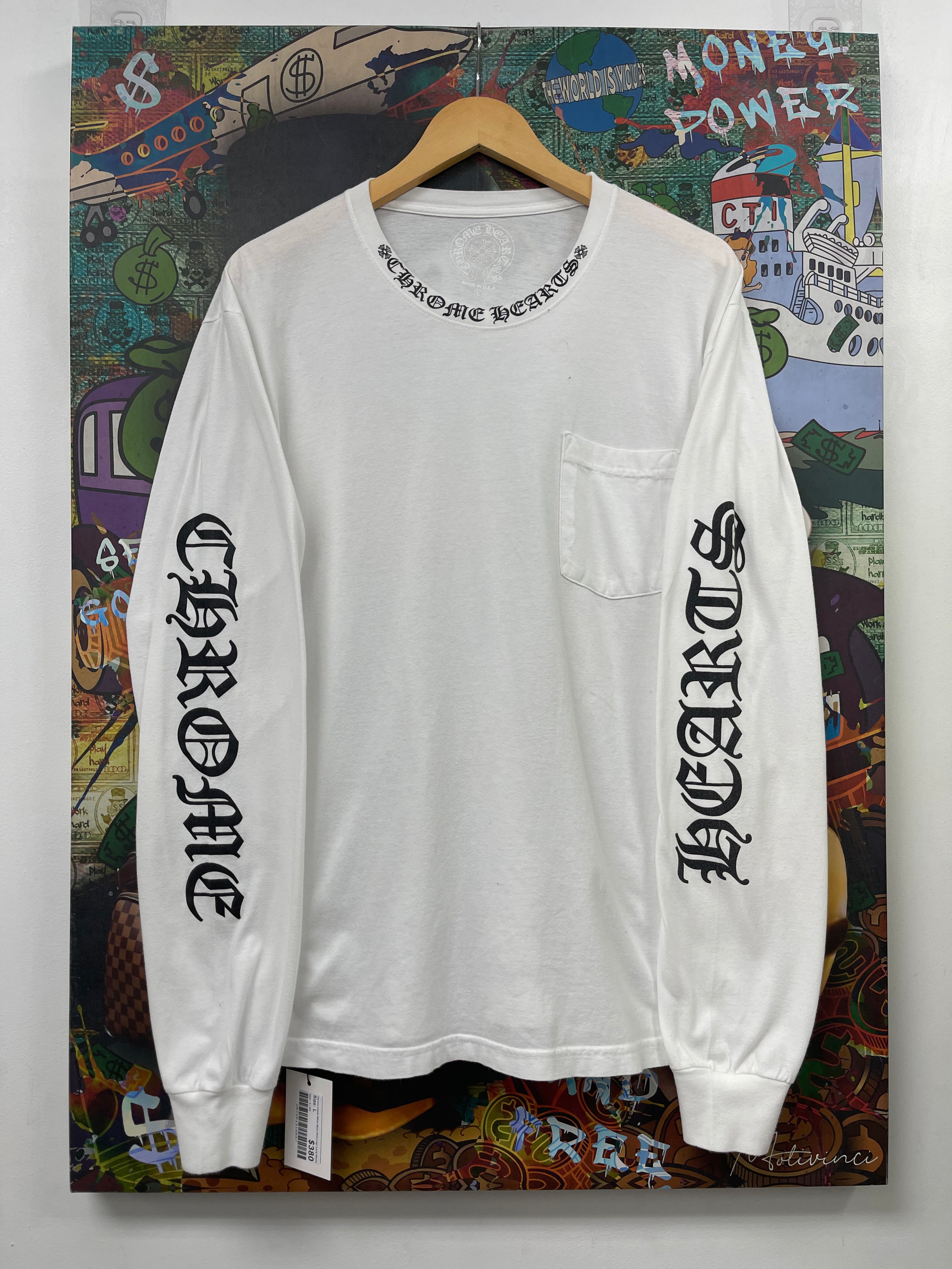 Chrome Hearts White Black Neck Logo Long Sleeve
