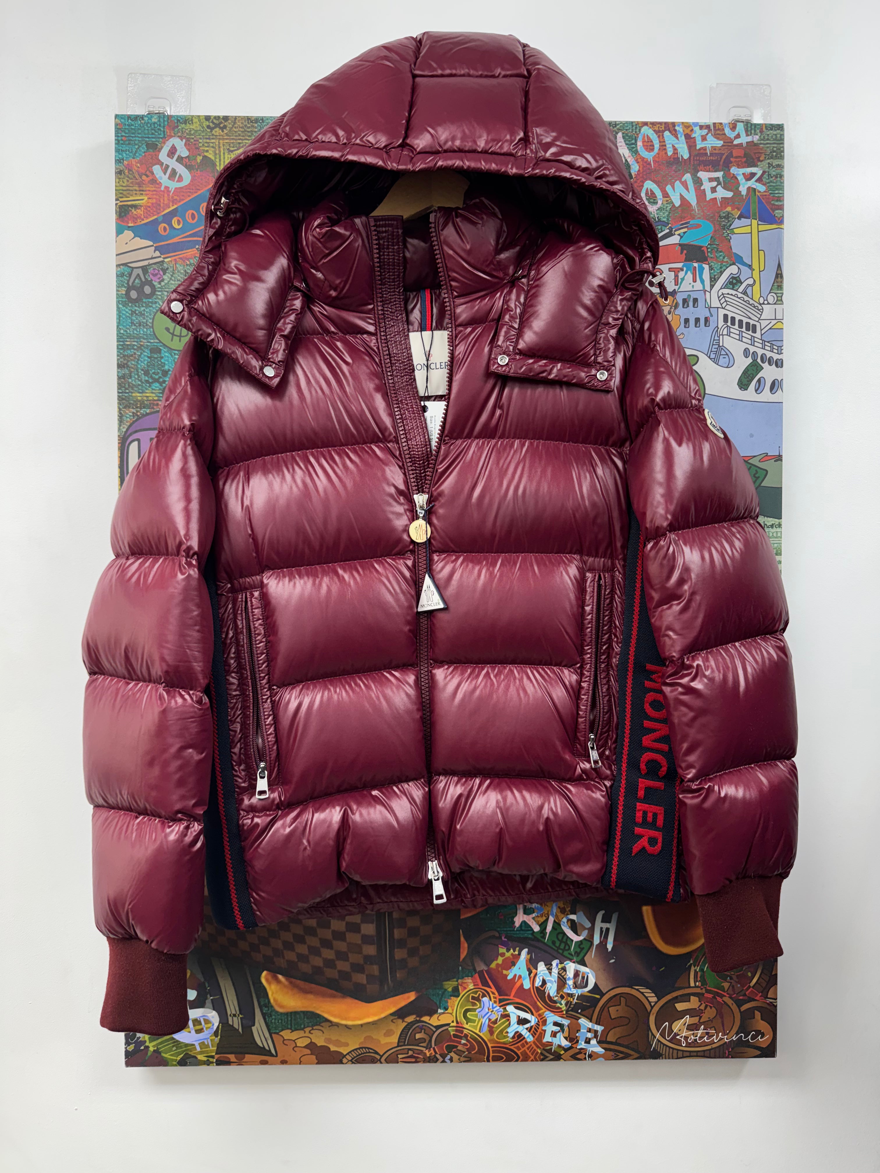 Moncler Burgundy Lunetiere Giubbotto Puffer Jacket