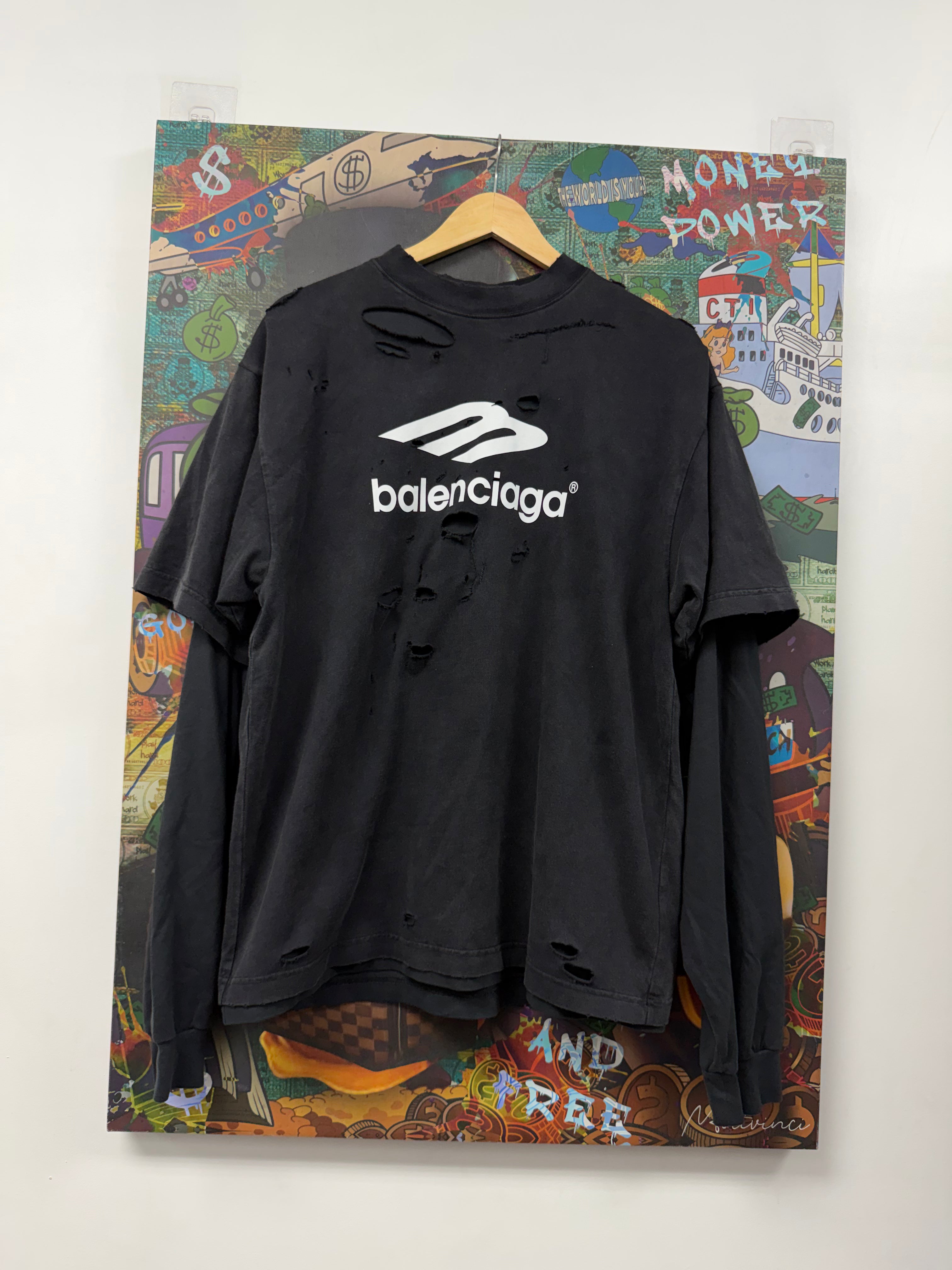 Balenciaga Double Layer Distressed Long Sleeve