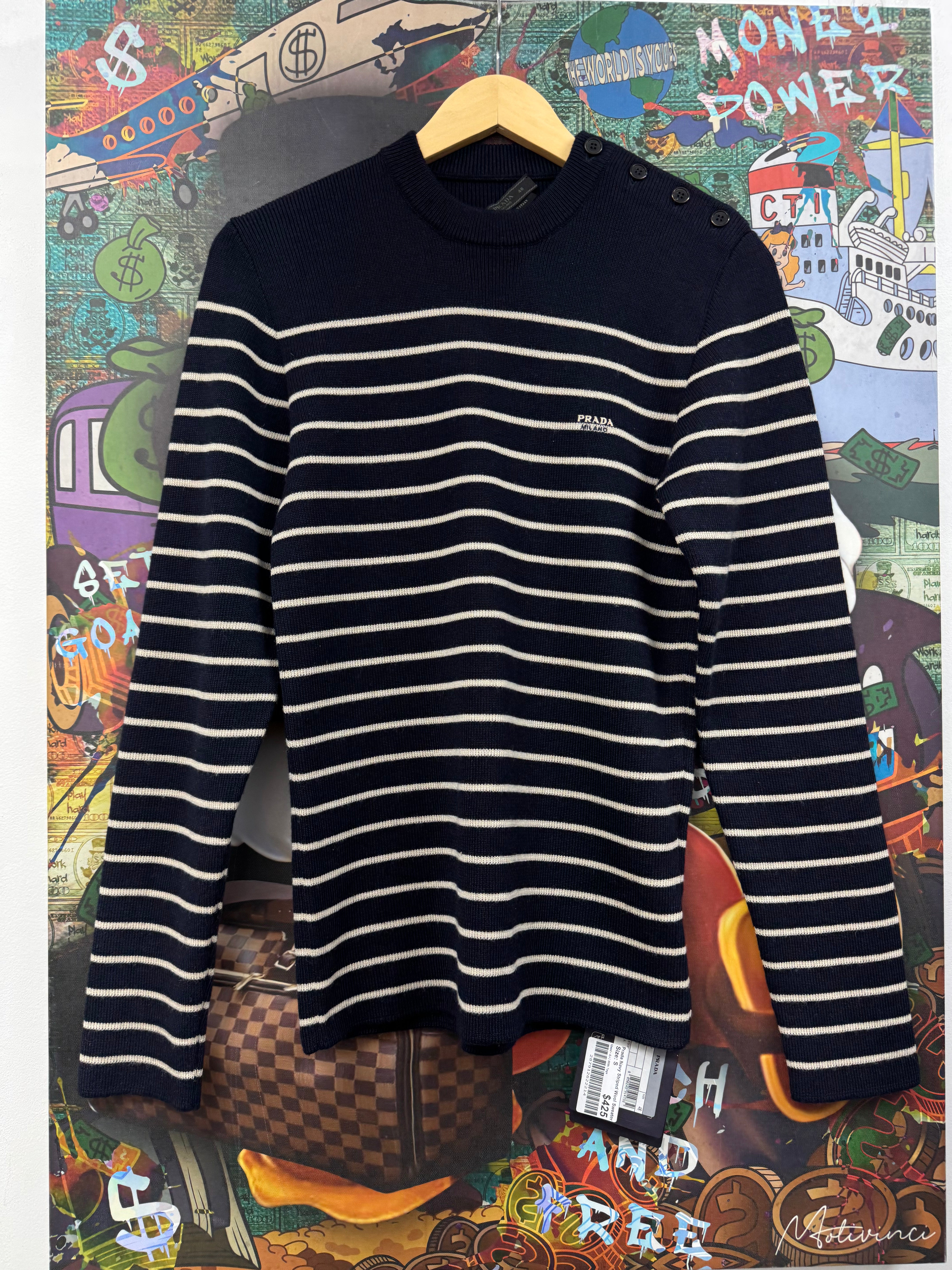 Prada Navy Striped Wool Sweater