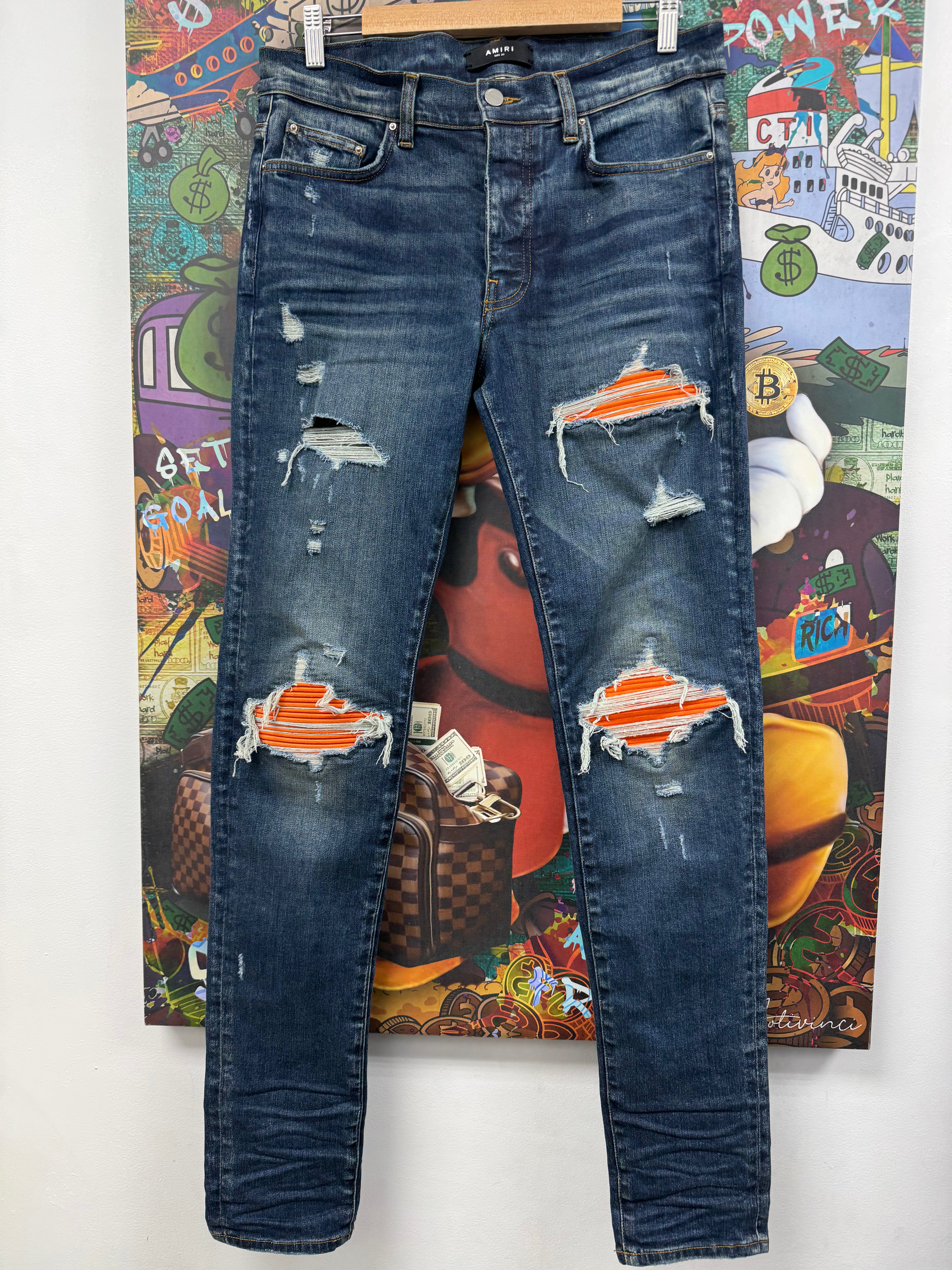 Amiri MX1 Deep Classic Orange Patch Jeans