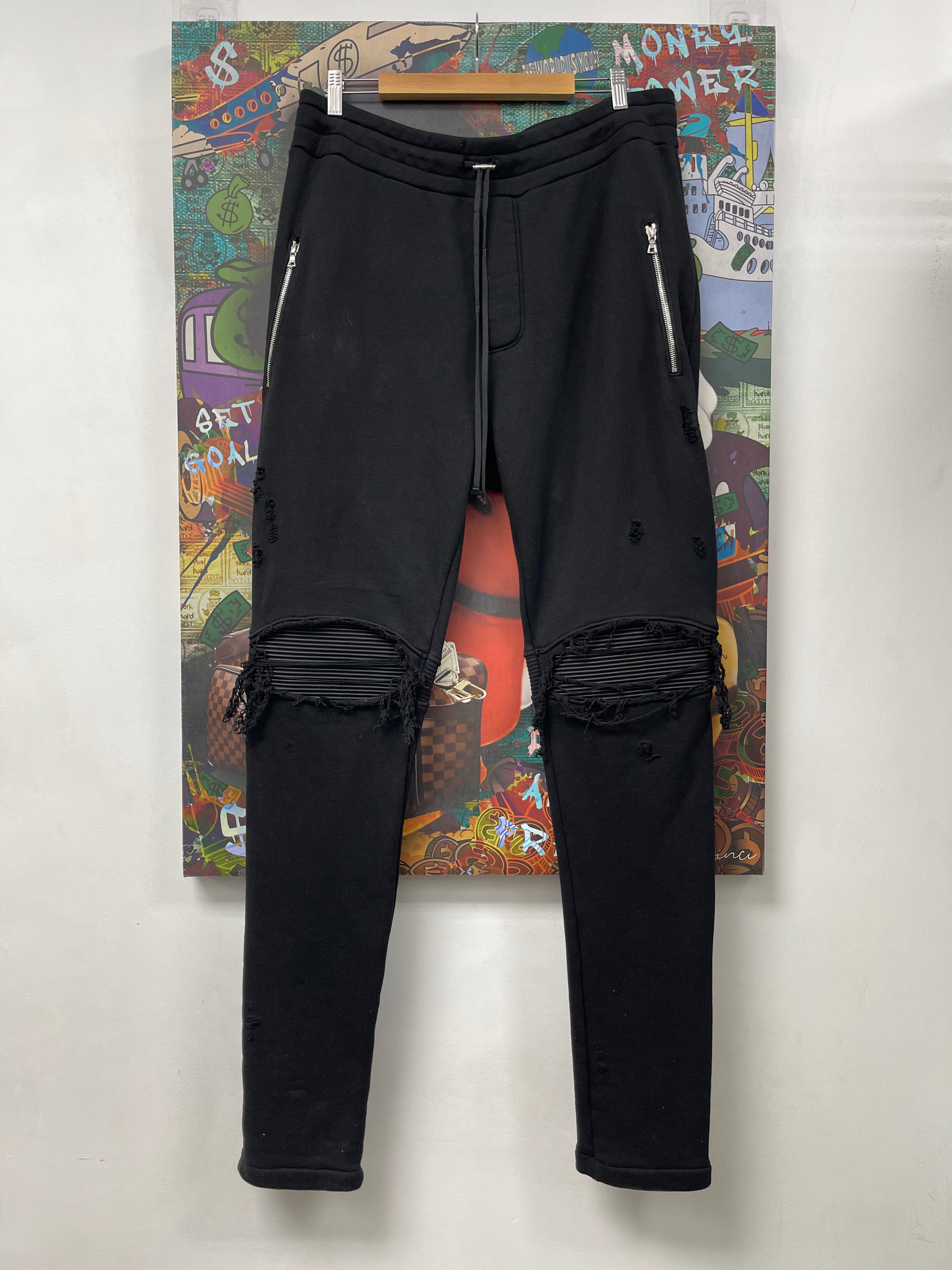 Amiri Black Distressed Patch Sweats