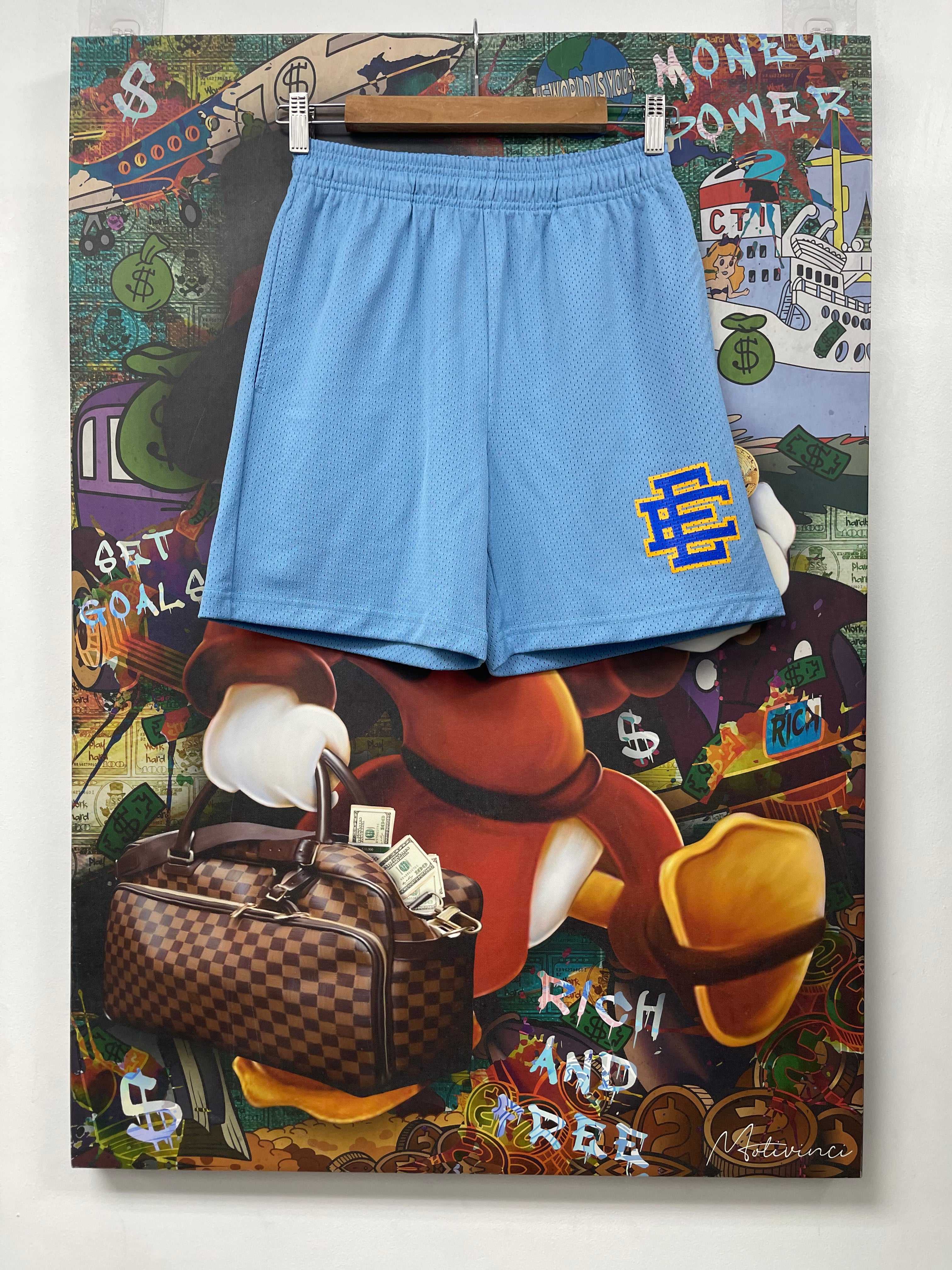 Eric Emanuel Baby Blue Yellow Blue Shorts