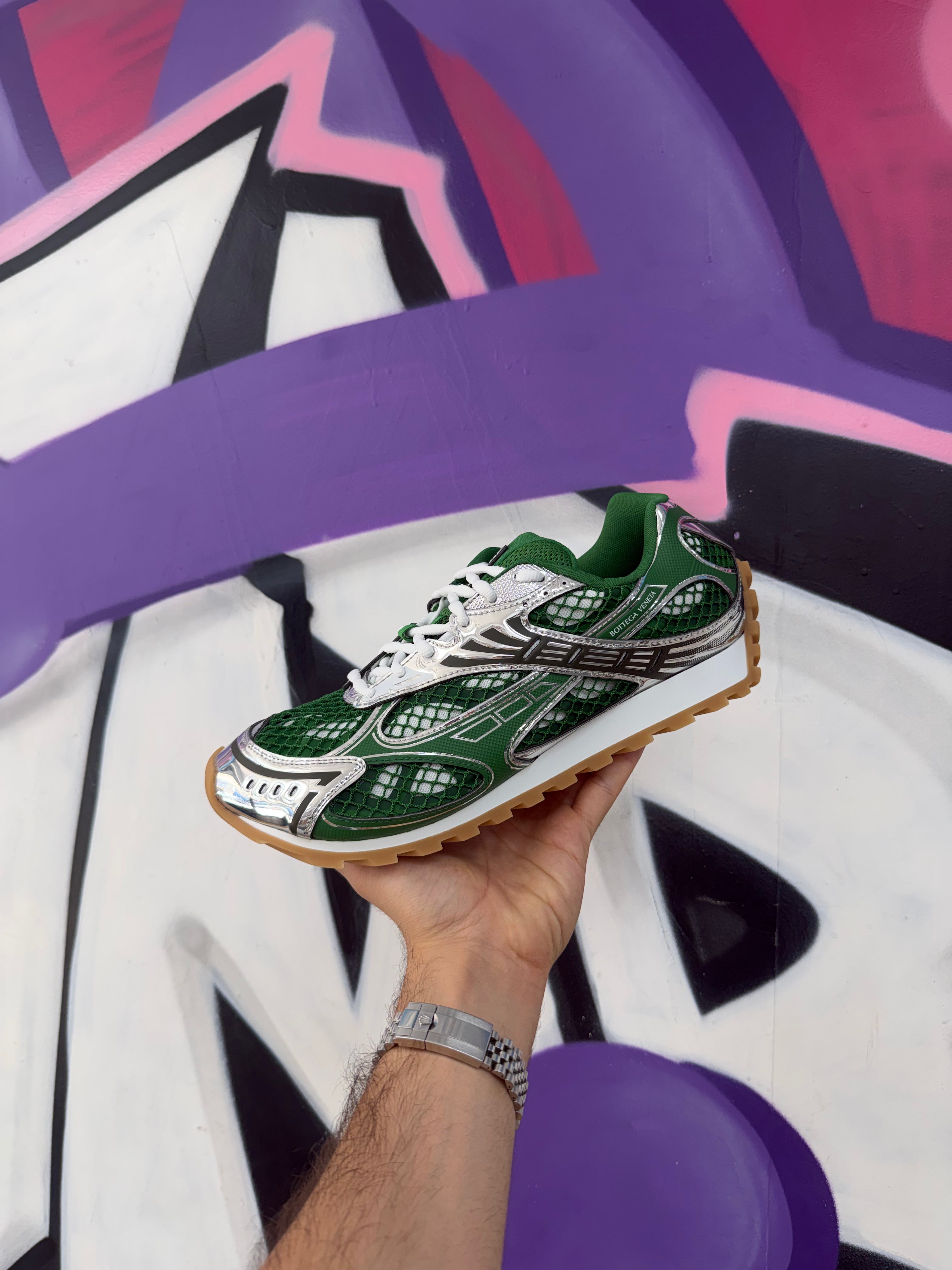 Bottega Veneta Shamrock & Silver Orbit Sneakers