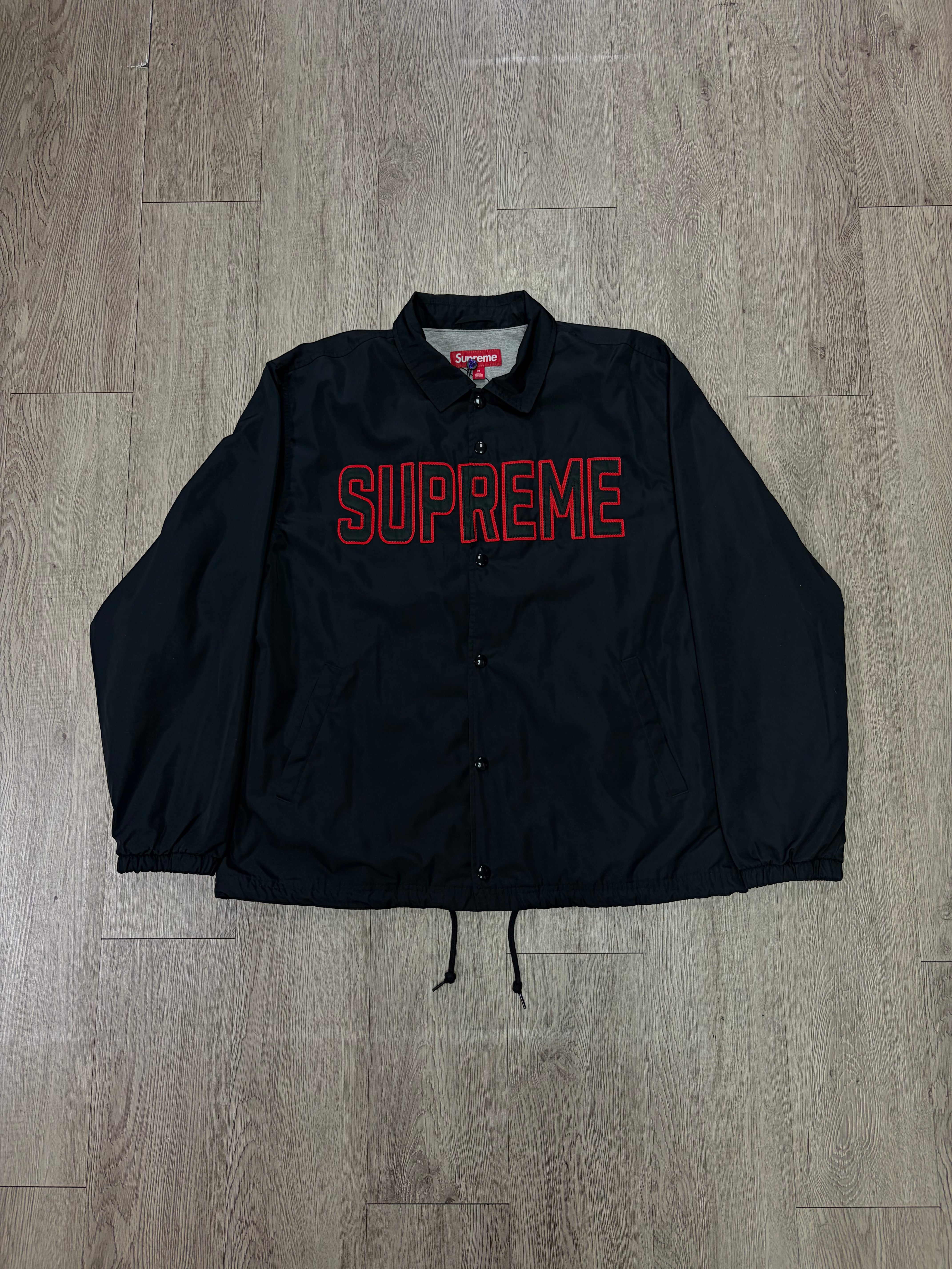 Supreme Black Red Nylon Coaches Jacket