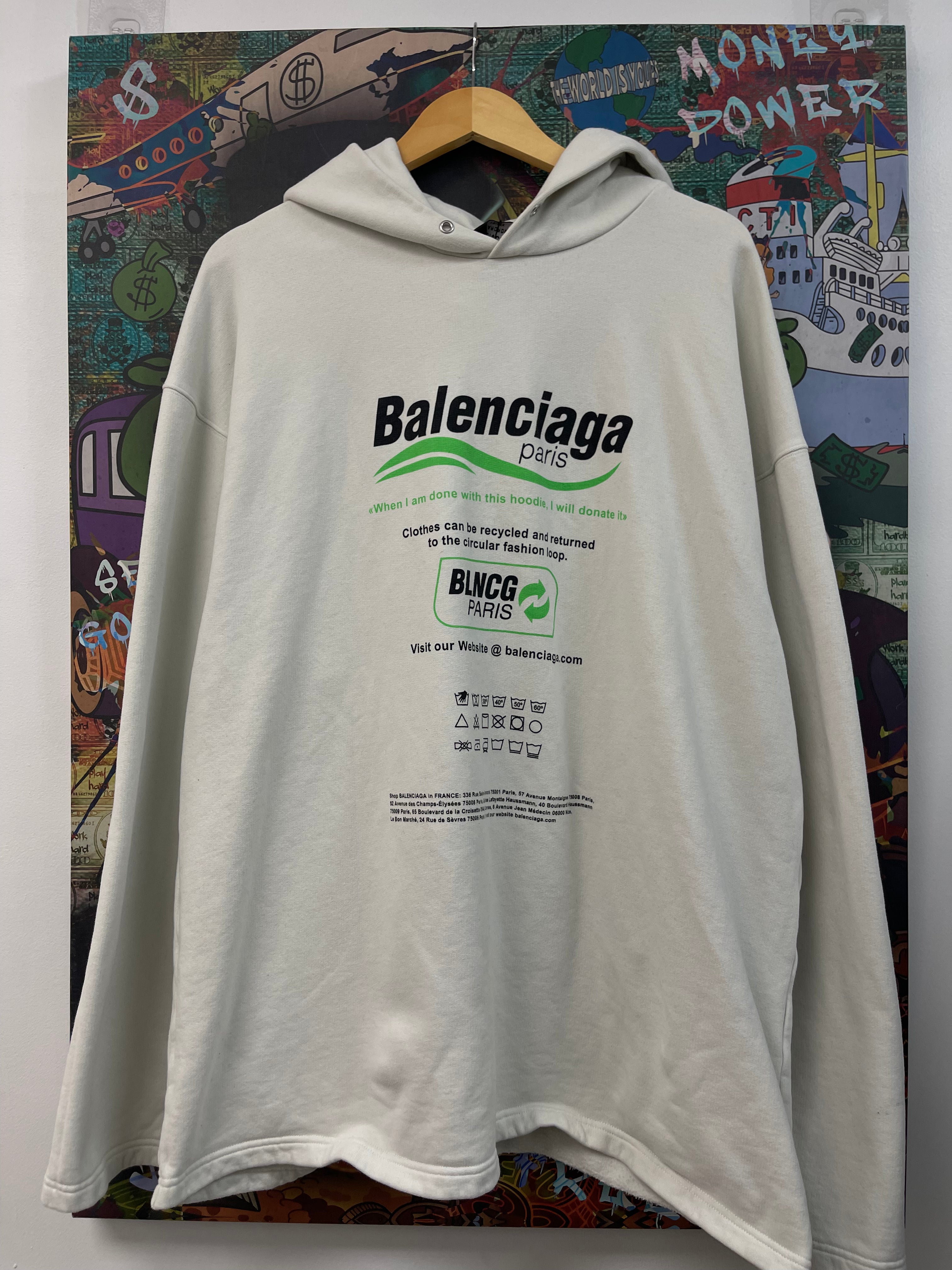 Balenciaga White Wash Tag Hoodie