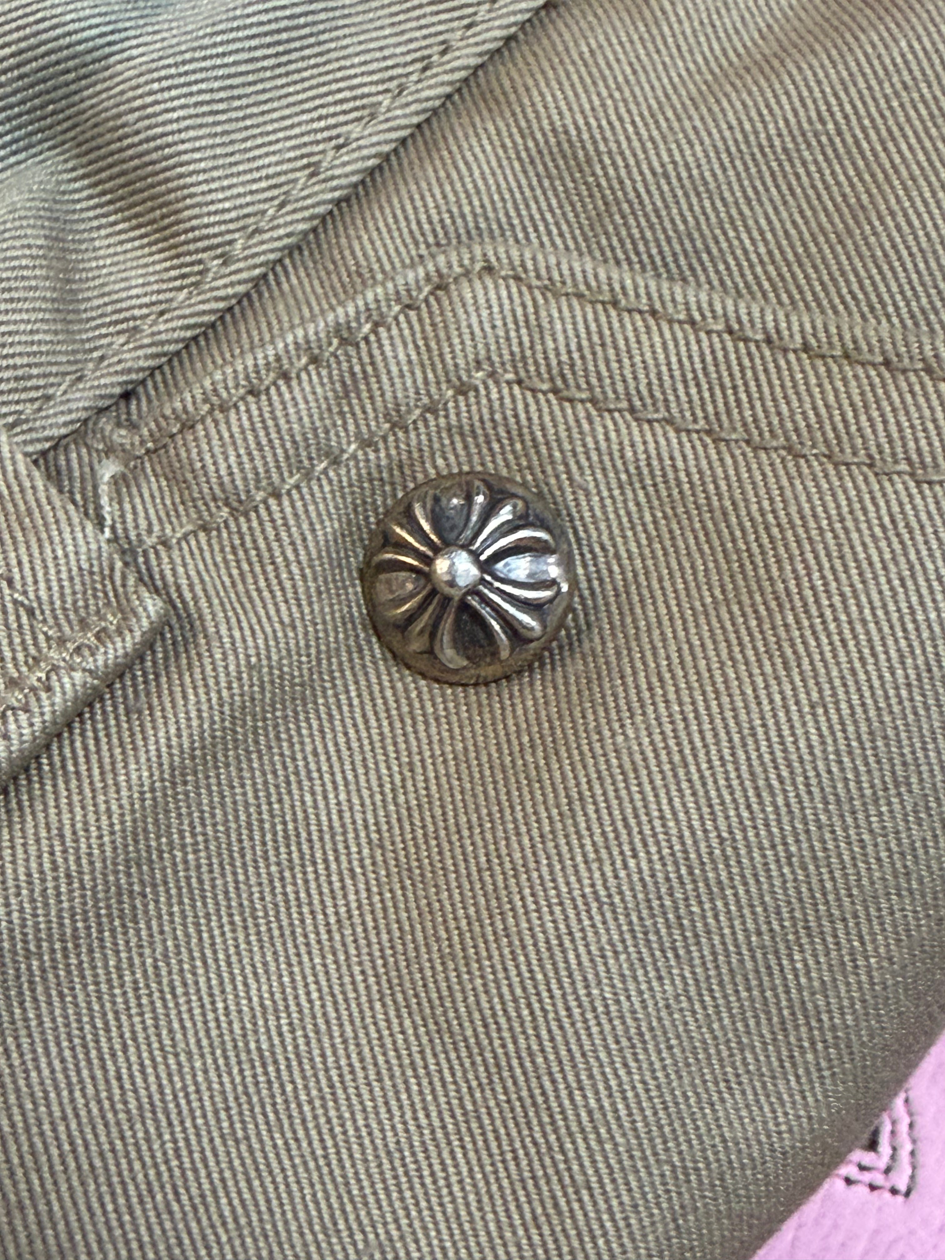 Chrome Hearts Tan Pink & Checkered Cross Patch Carpenter Pants