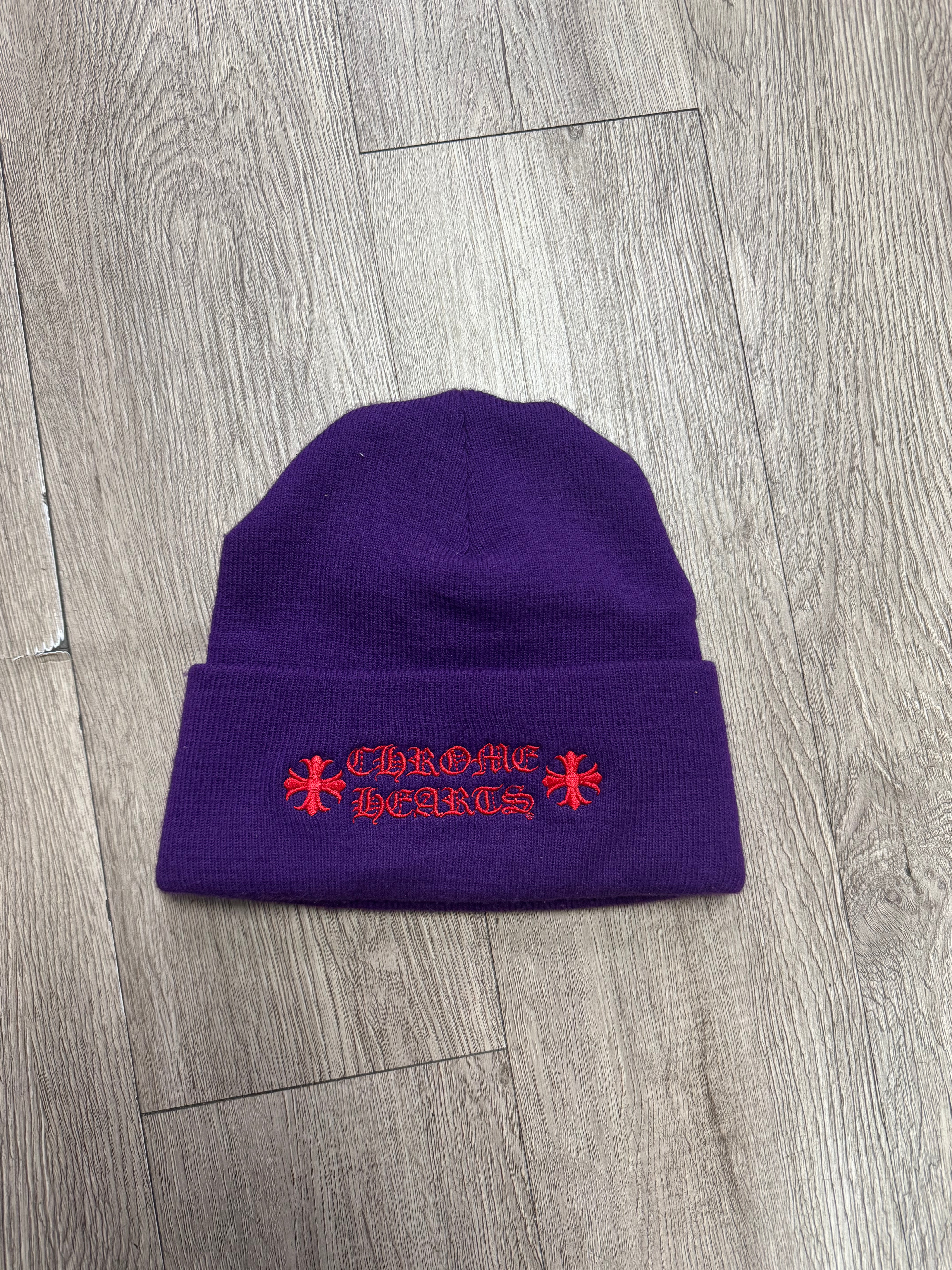 Chrome Hearts Purple Red Plus Logo Beanie