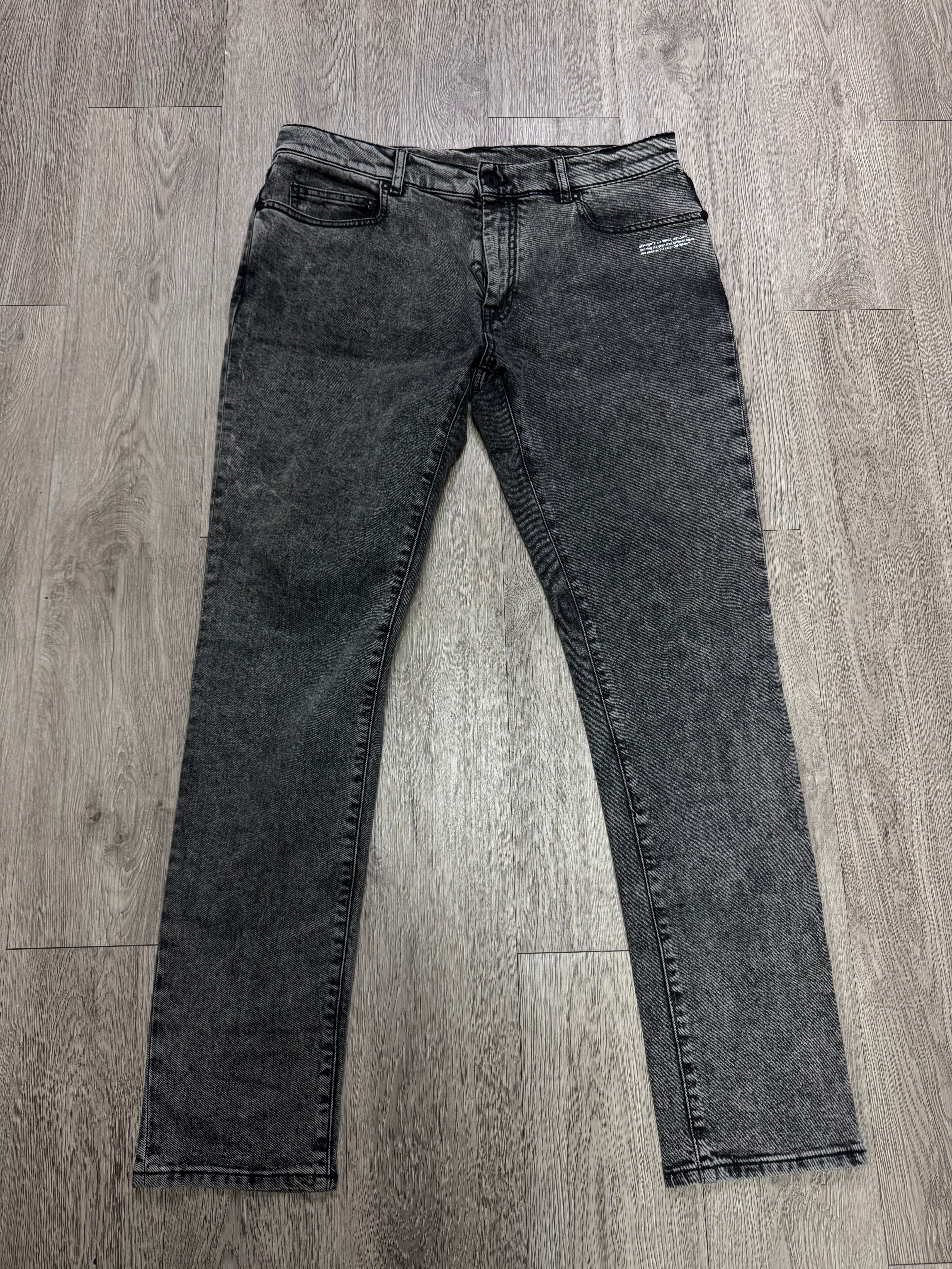 Off White Grey Wash White Stripe Jeans
