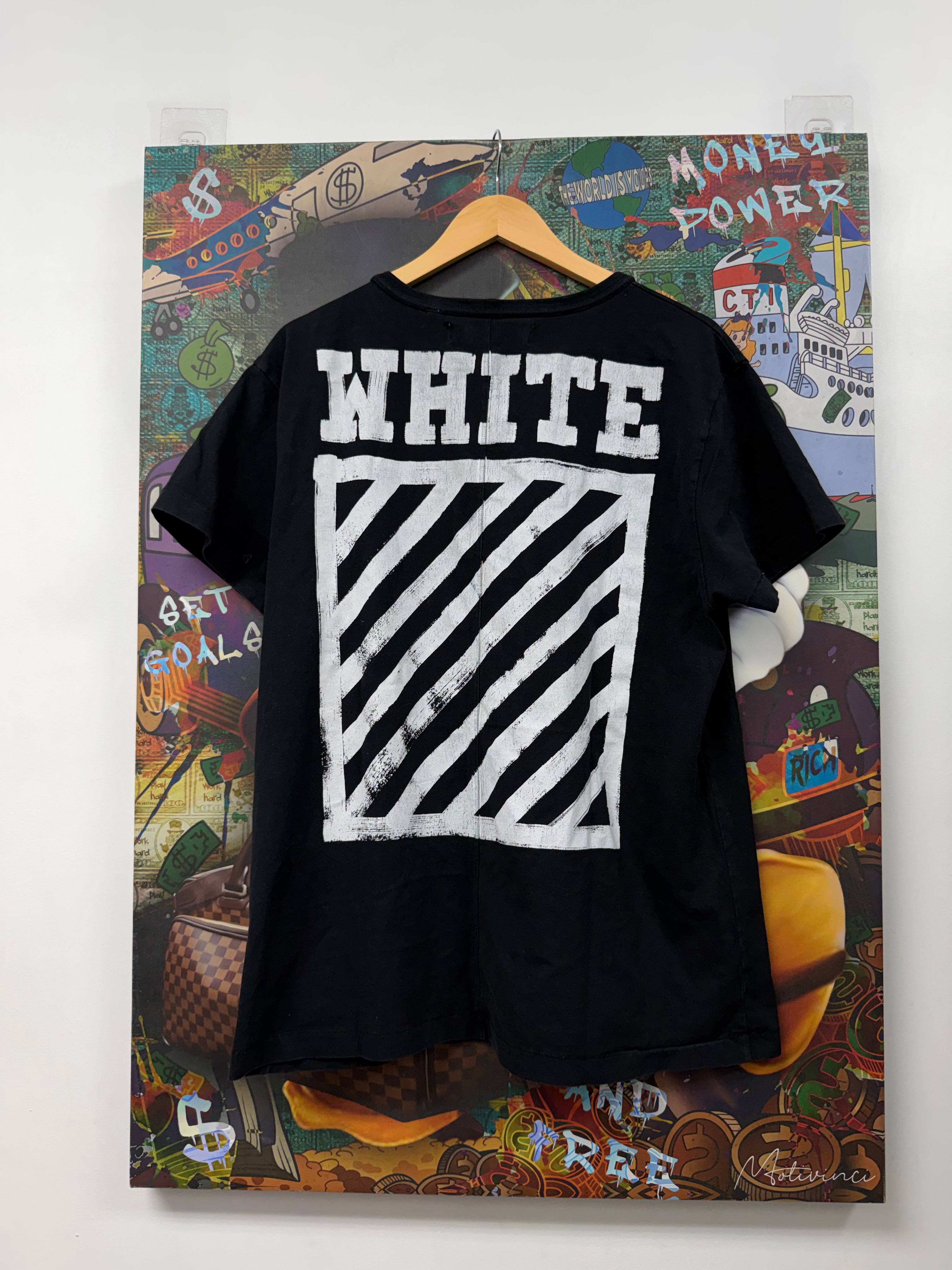 Off White Black White Paint Logo Tee