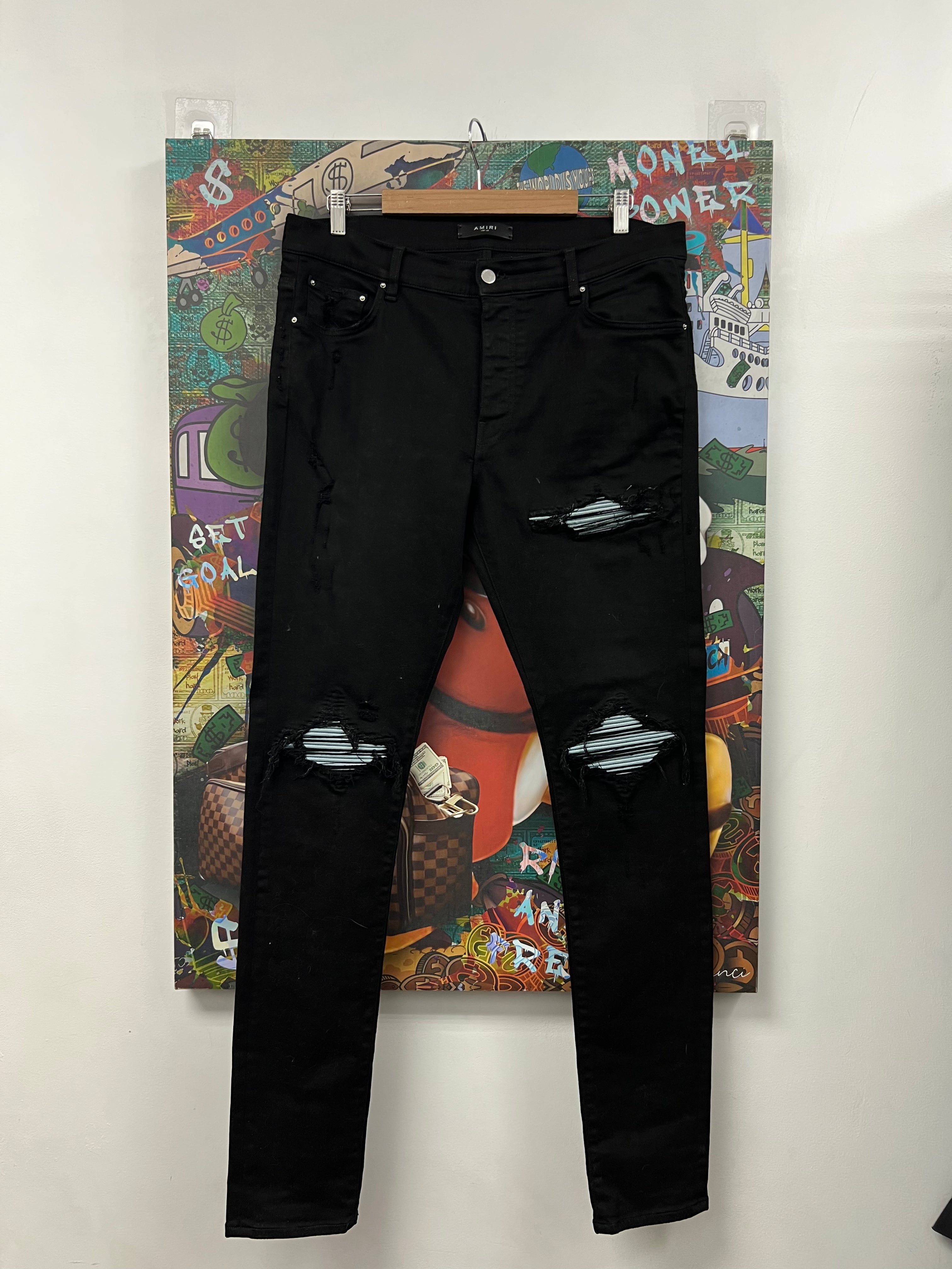 Amiri MX1 Black baby Blue Suede Tee