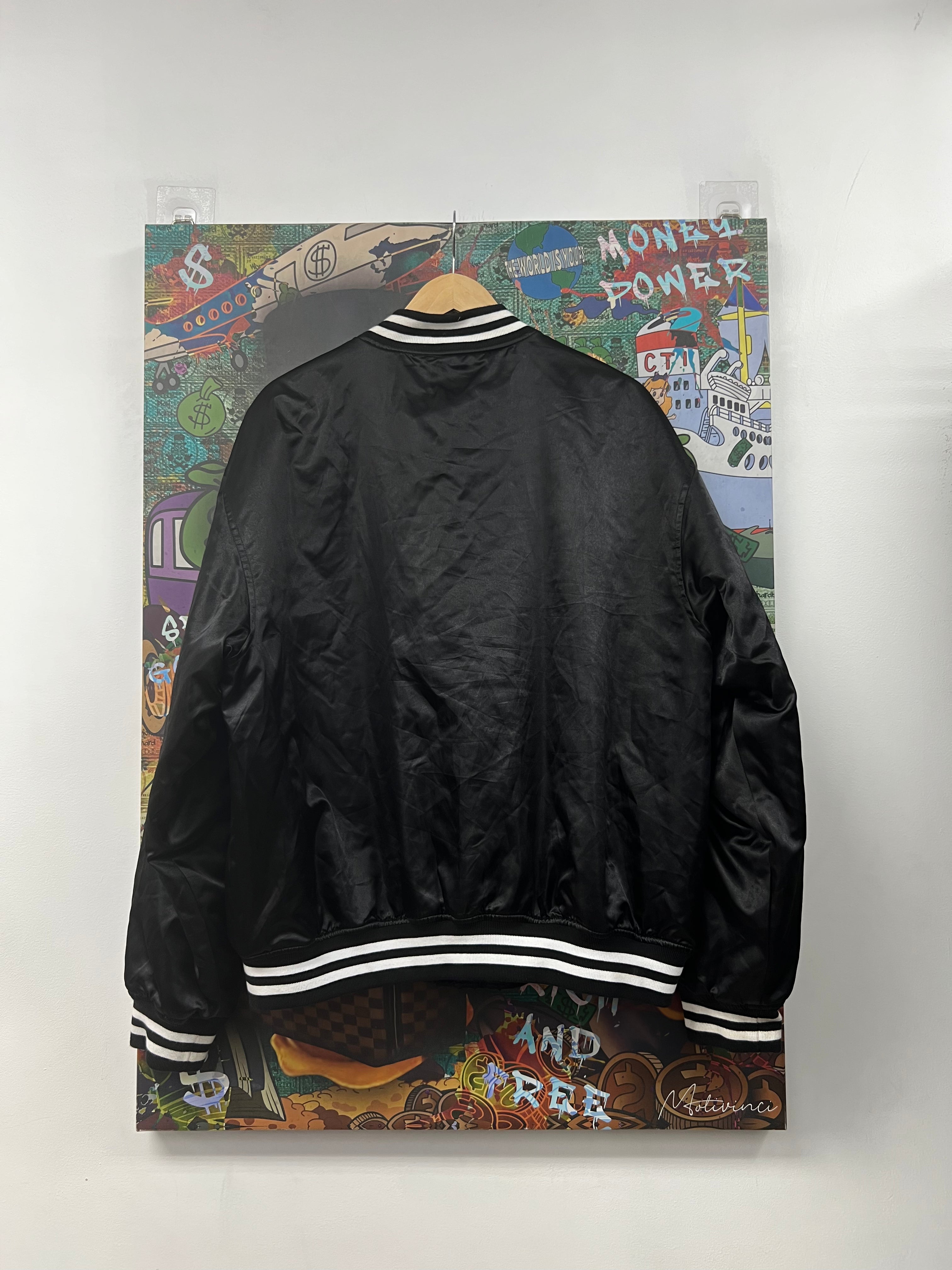 Supreme Black Satin Varsity Jacket