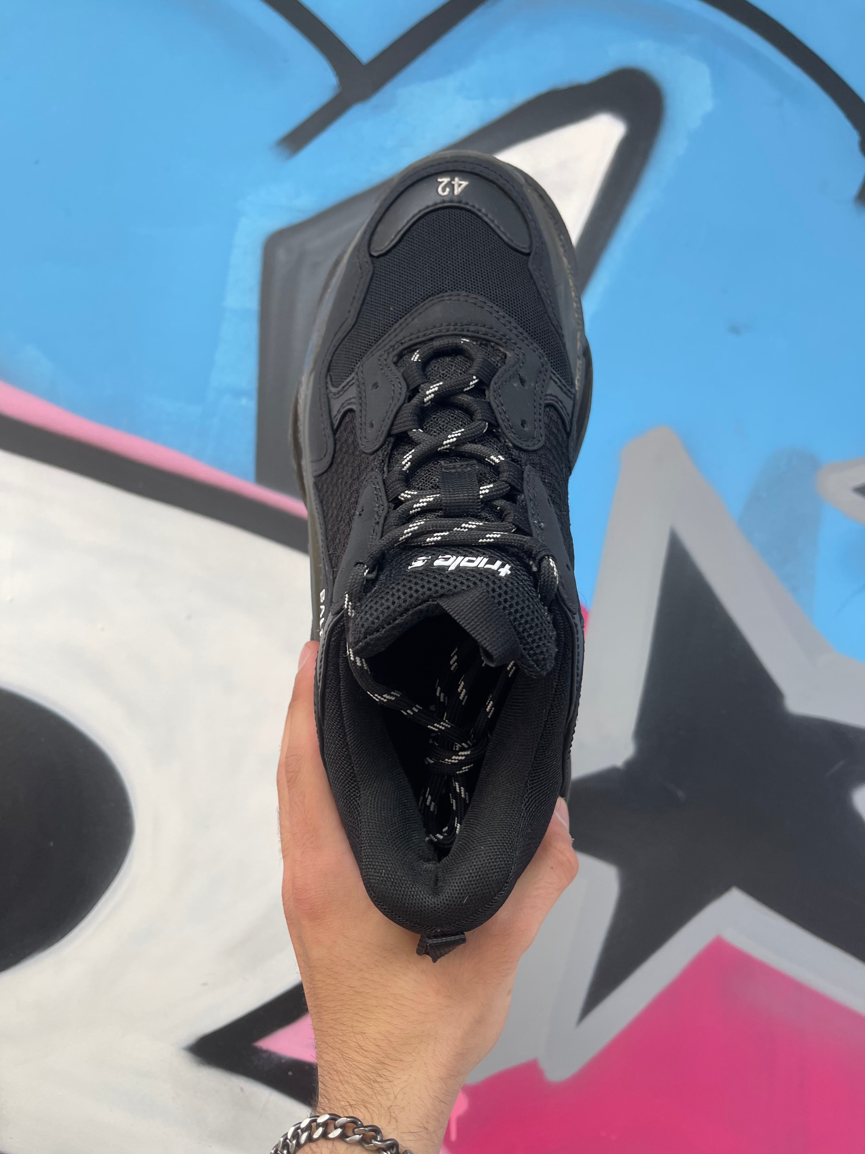 Balenciaga Black Transleucent Triple S Sneakers