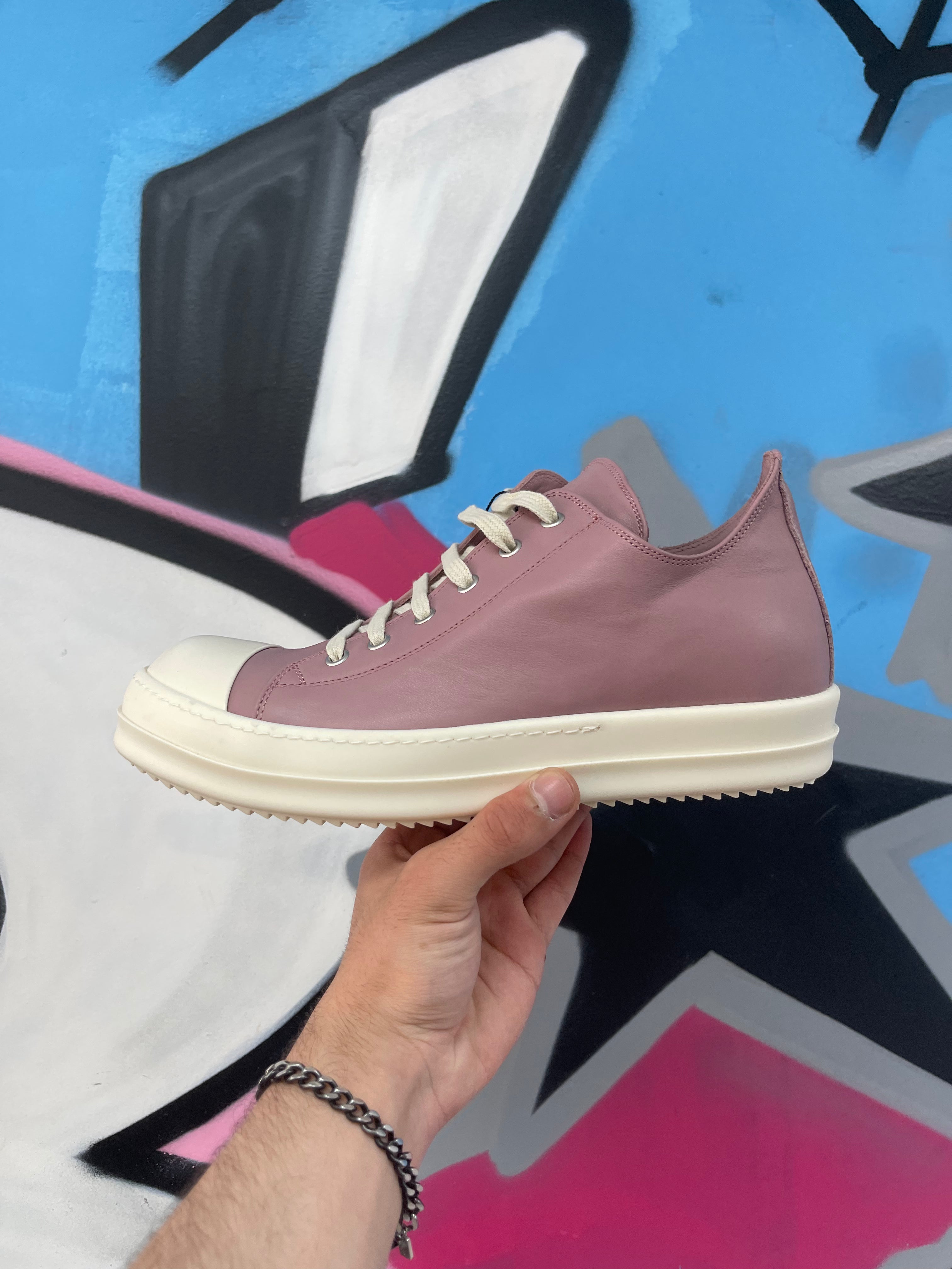 Rick Owens Dusty Pink Ramone Mainline Low Sneakers