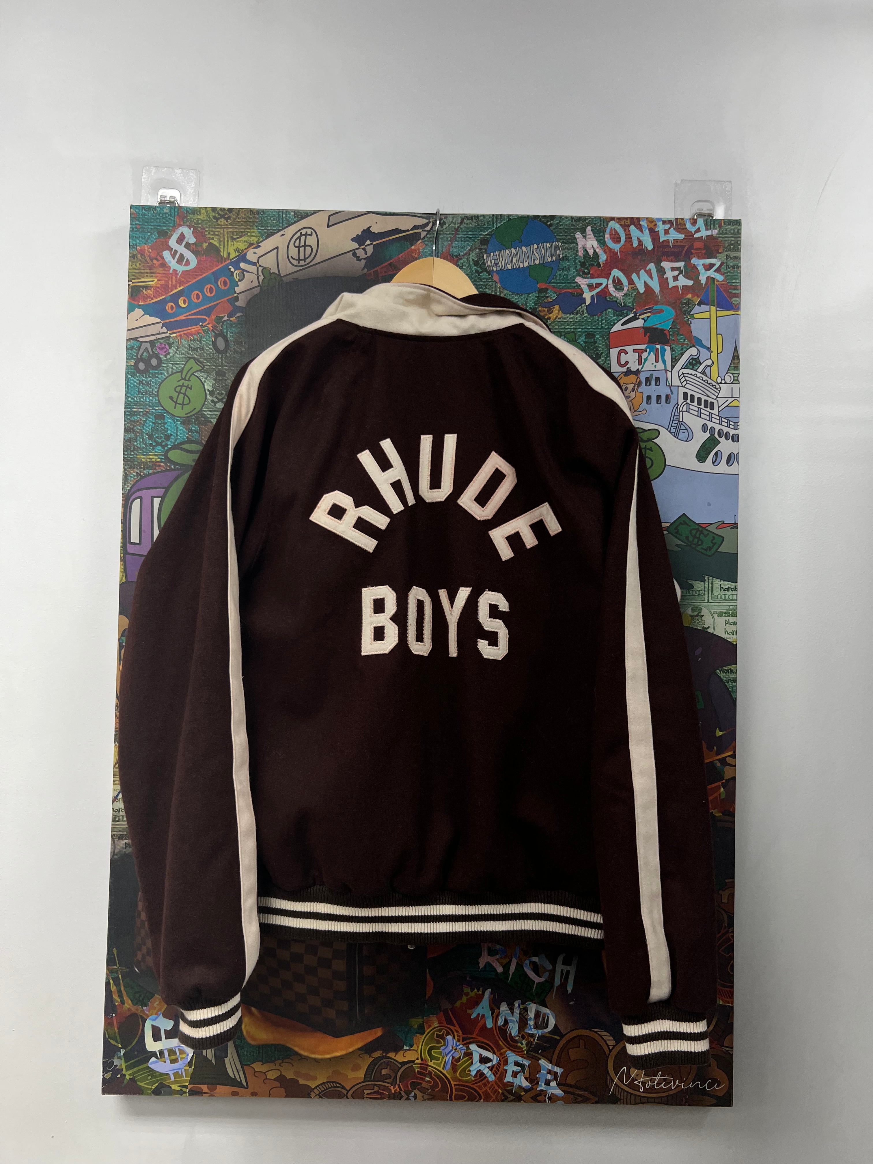 Rhude Boys Brown Cream Varsity Jacket