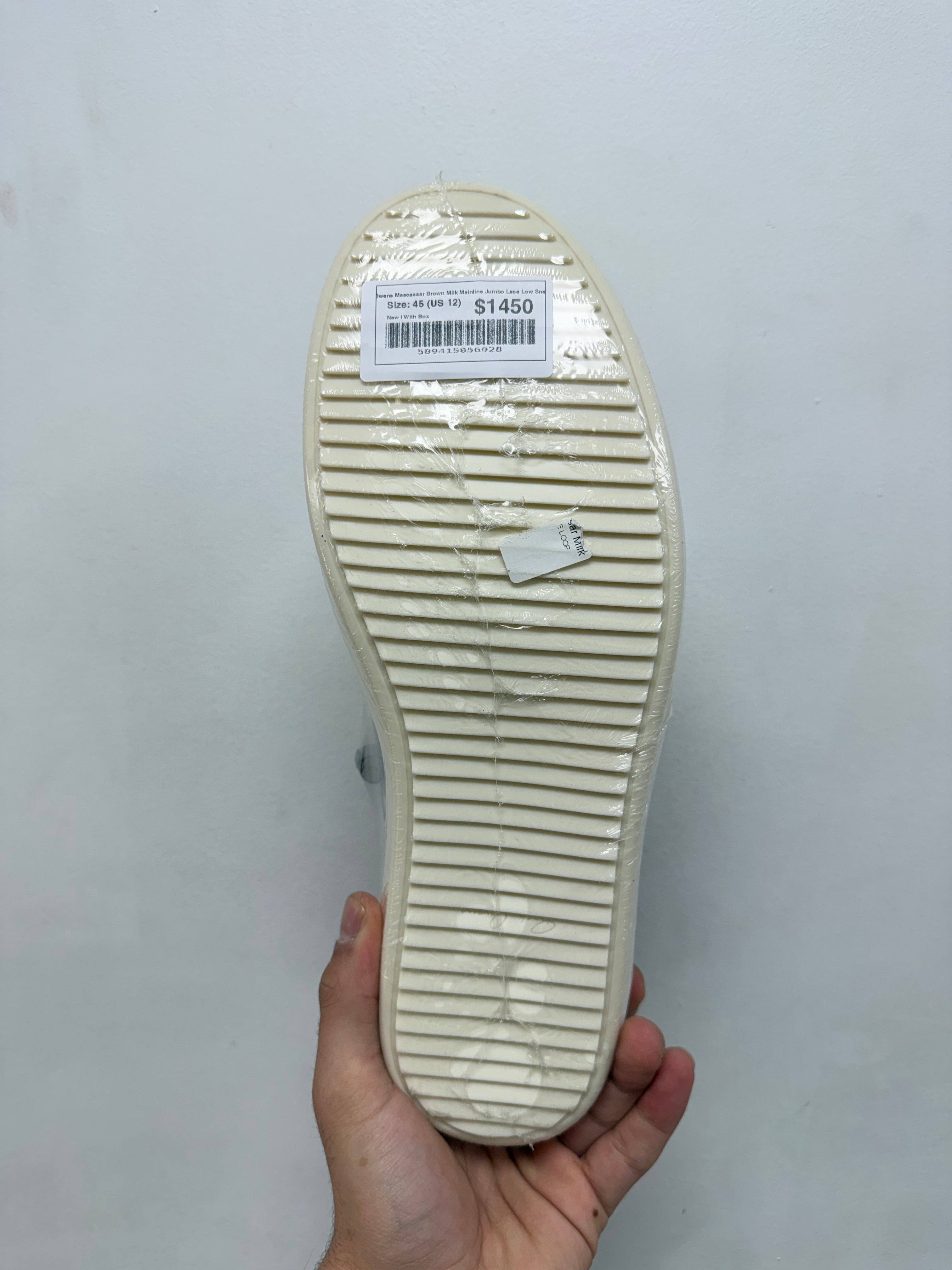Rick Owens Mascassar Brown Milk Mainline Jumbo Lace Low Sneakers