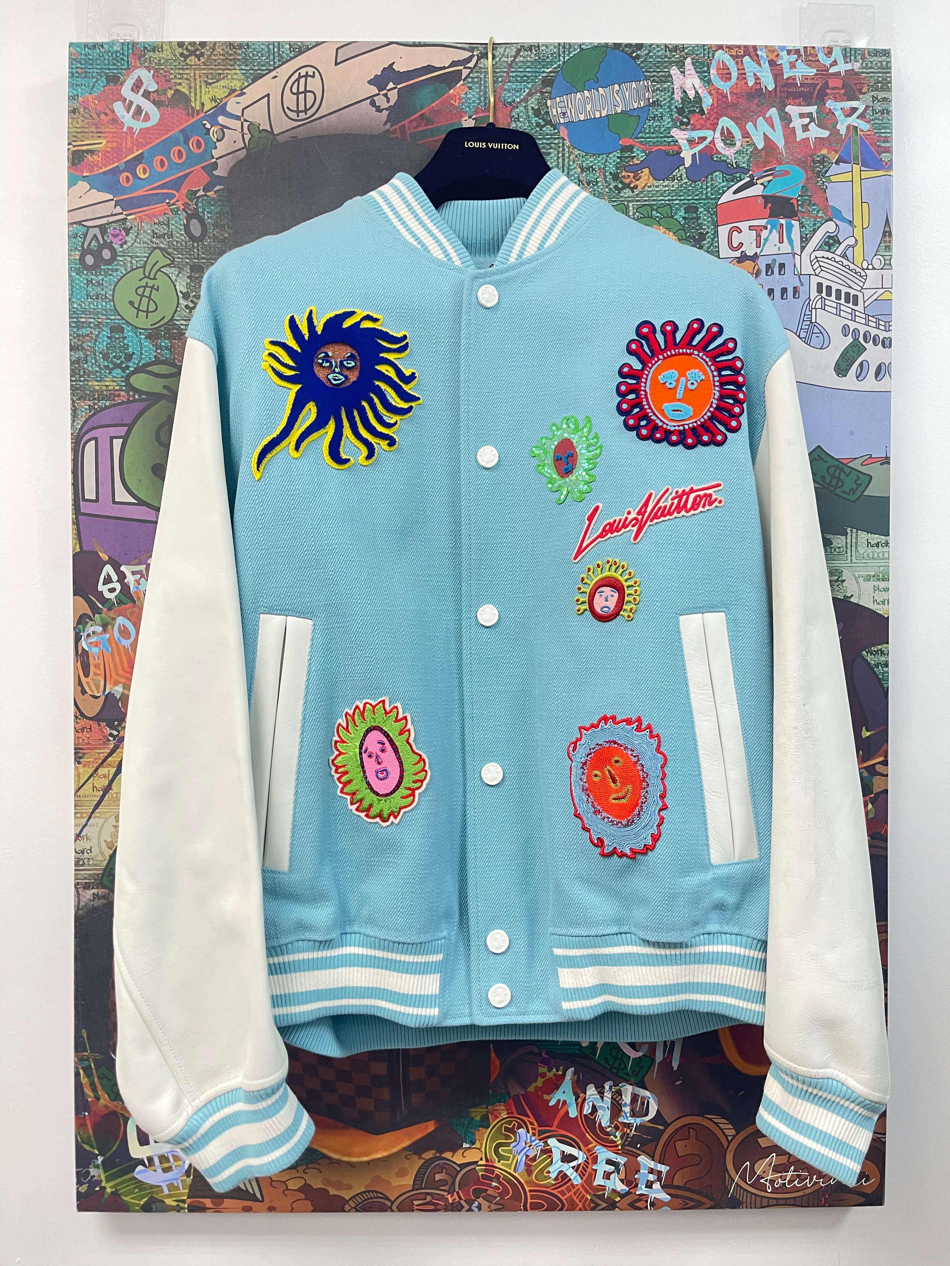 Louis Vuitton Yohji Kurama Baby Blue White Bomber Bomber Jacket