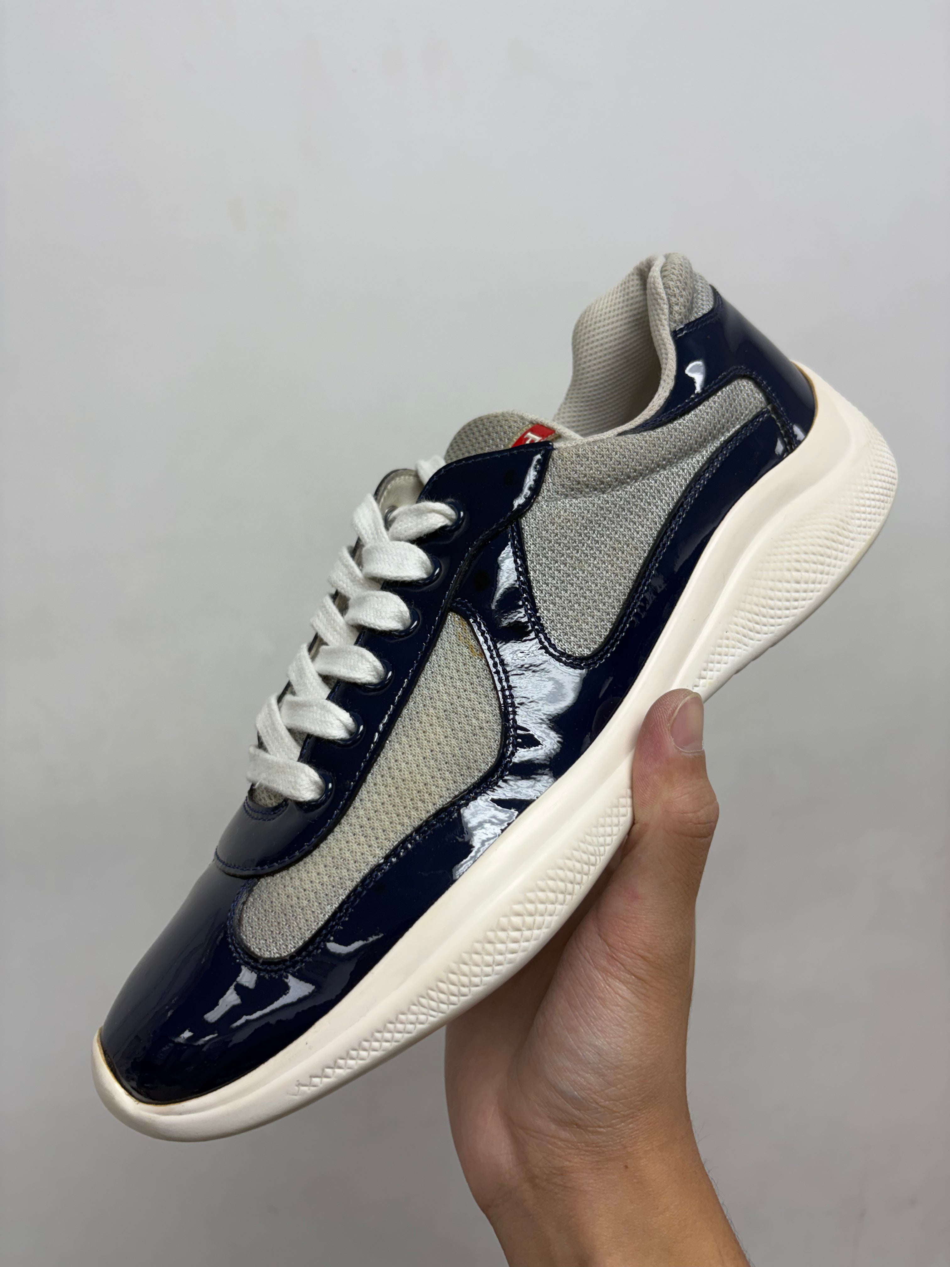 Prada Navy White Cups Sneakers