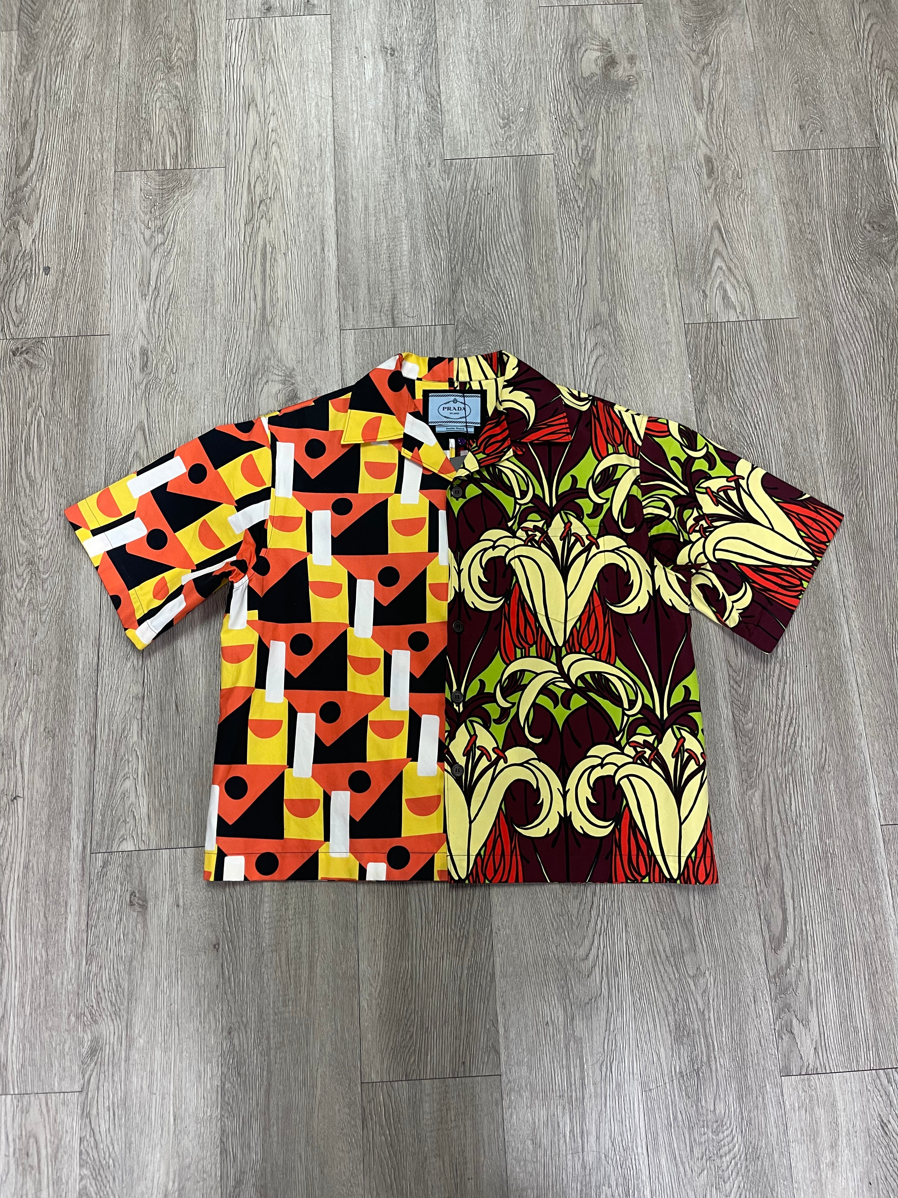 Prada Yellow Orange Double Match Button Up