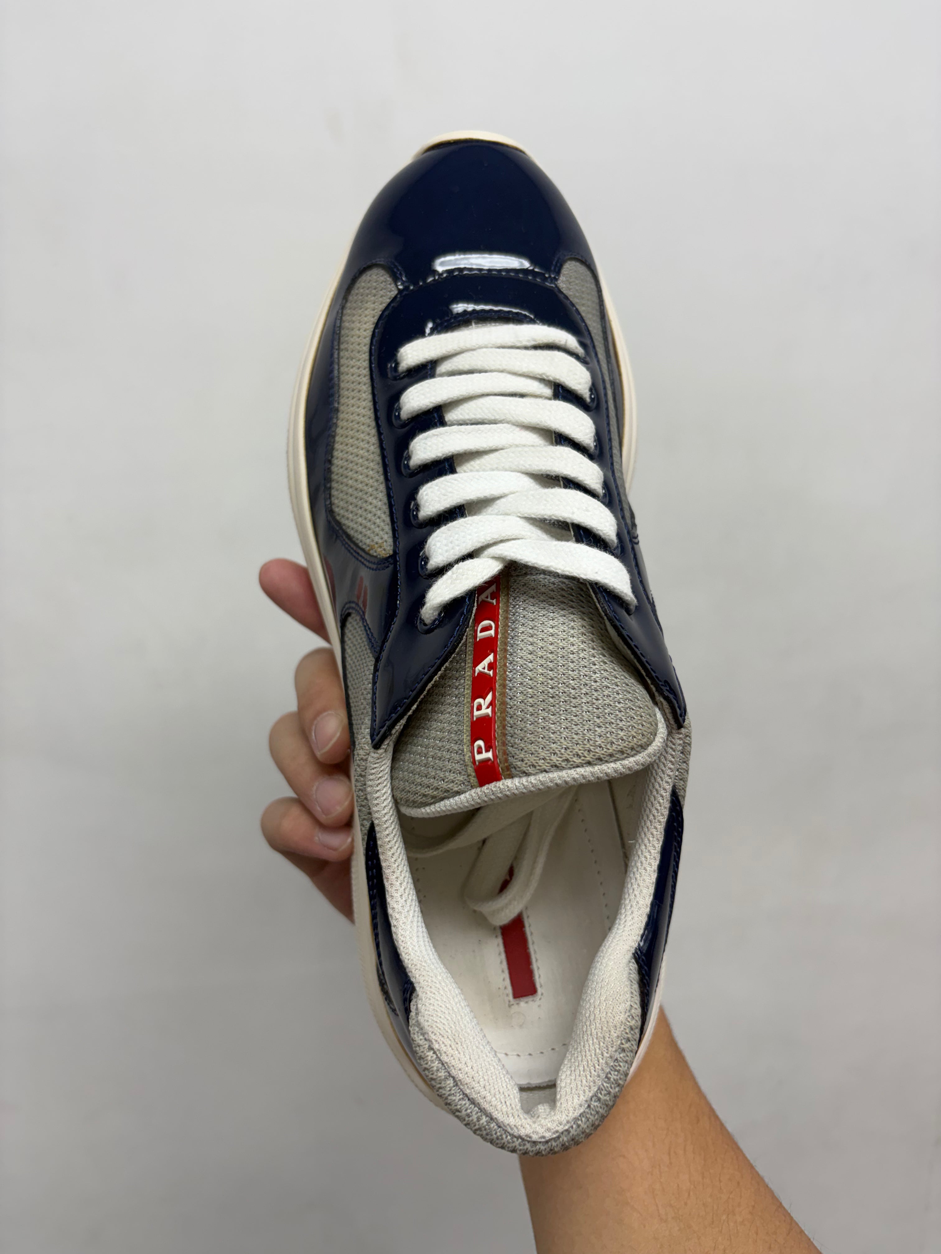 Prada Navy White Cups Sneakers