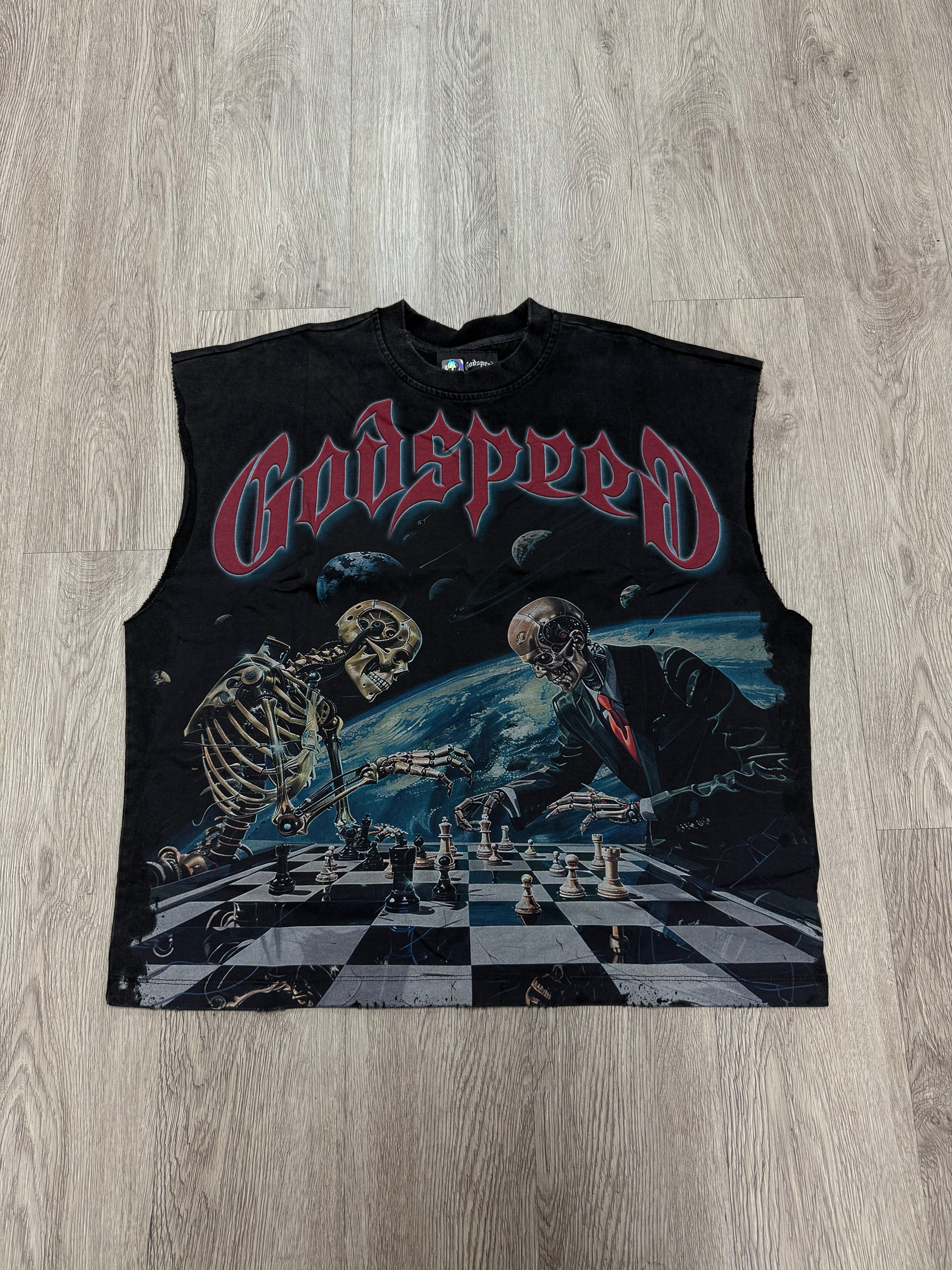 Godspeed "Checkmate" Black Wash Sleeveless Tee