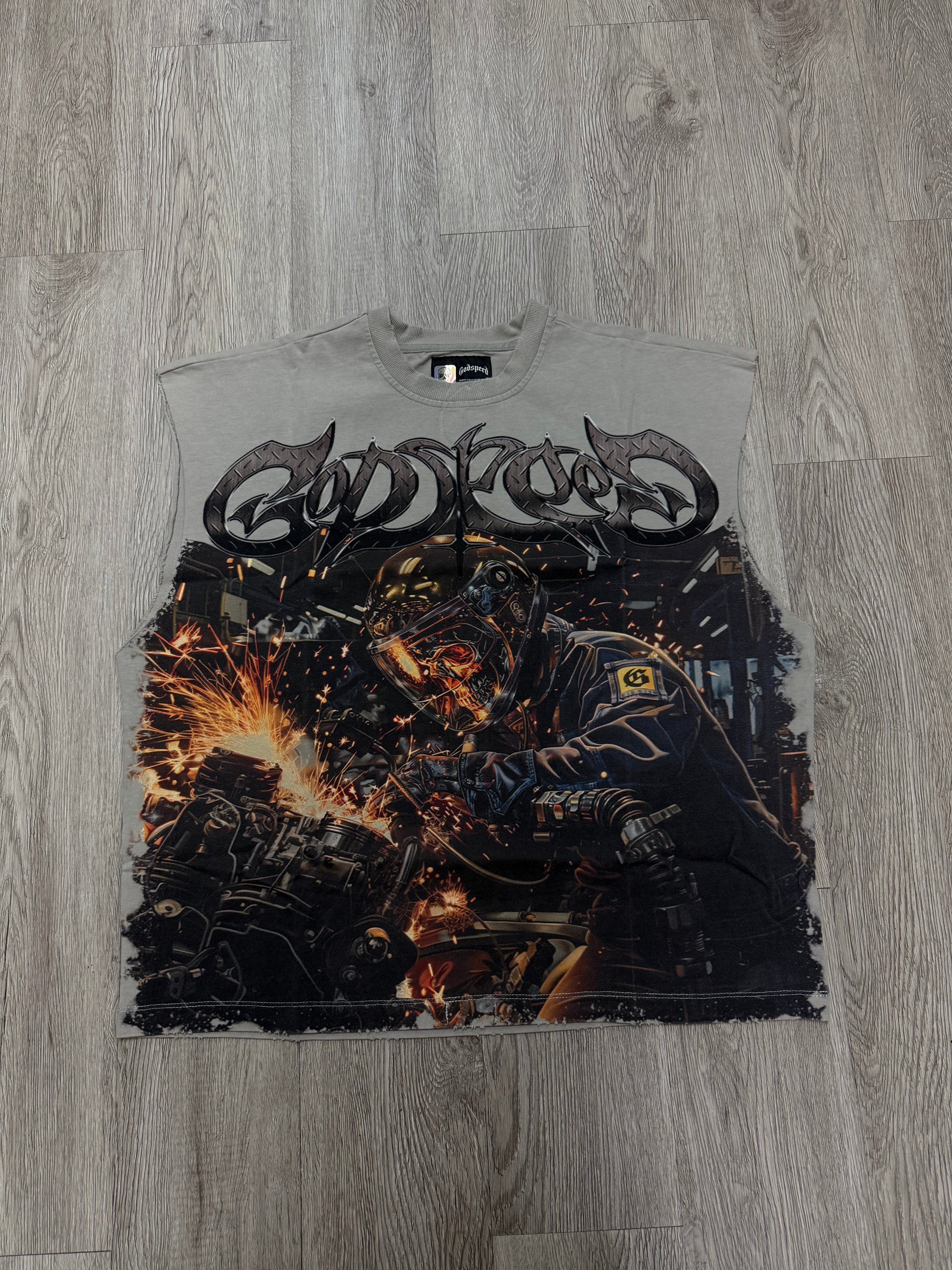 Godspeed "Steel Sharpens Steel" Slate Grey Sleeveless Tee