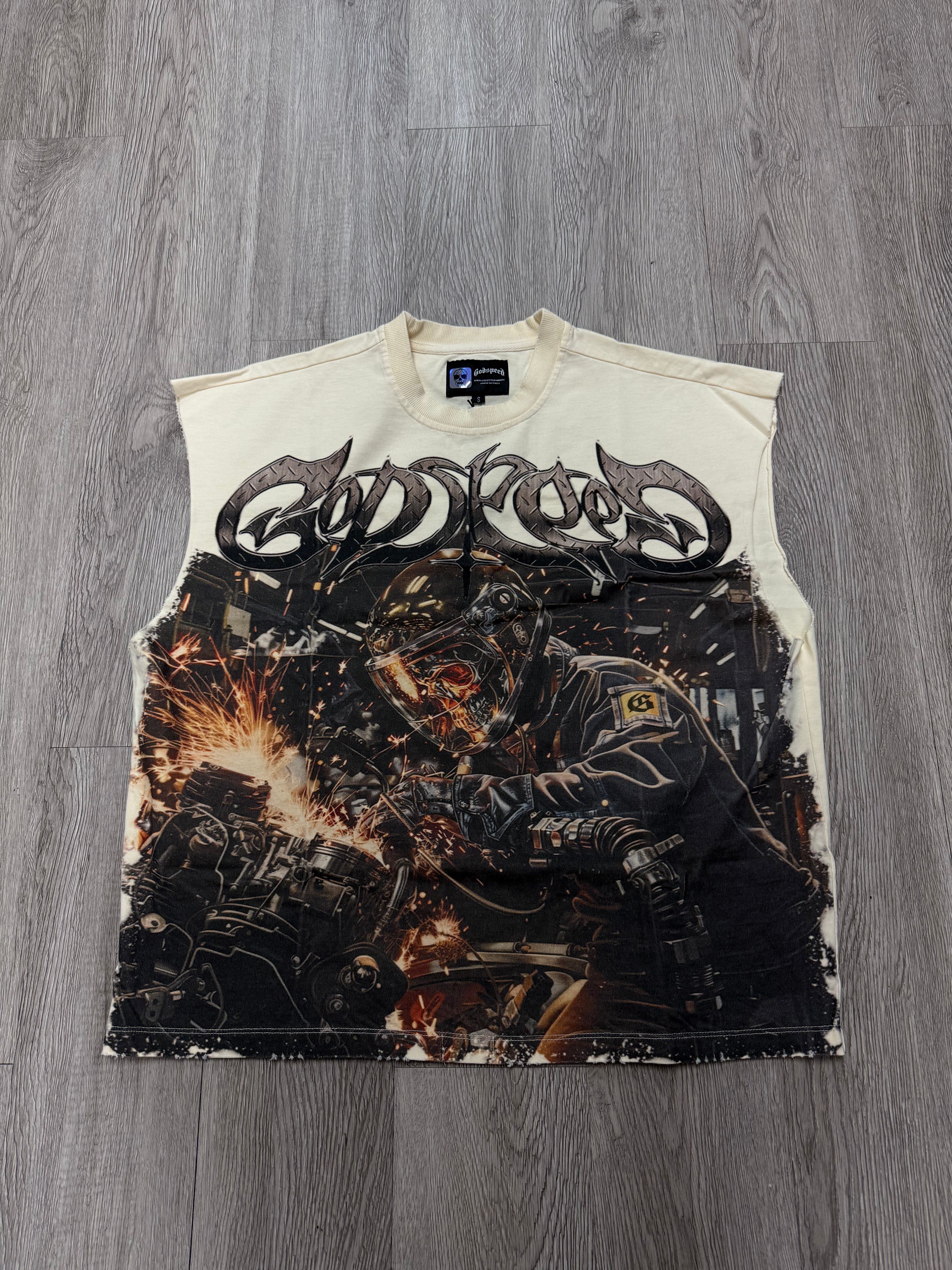 Godspeed "Steel Sharpens Steel" Bone Sleeveless Tee