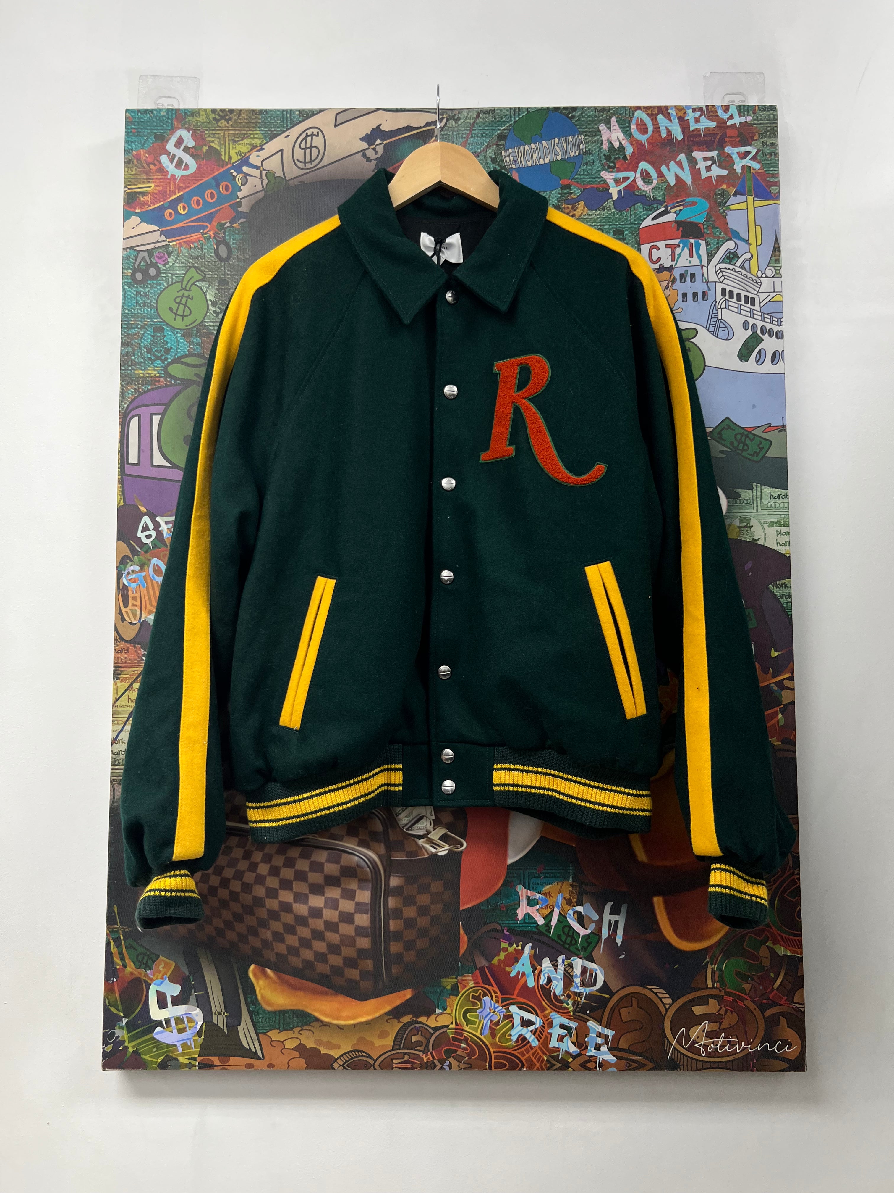Rhude Green Striped Varsity Jacket