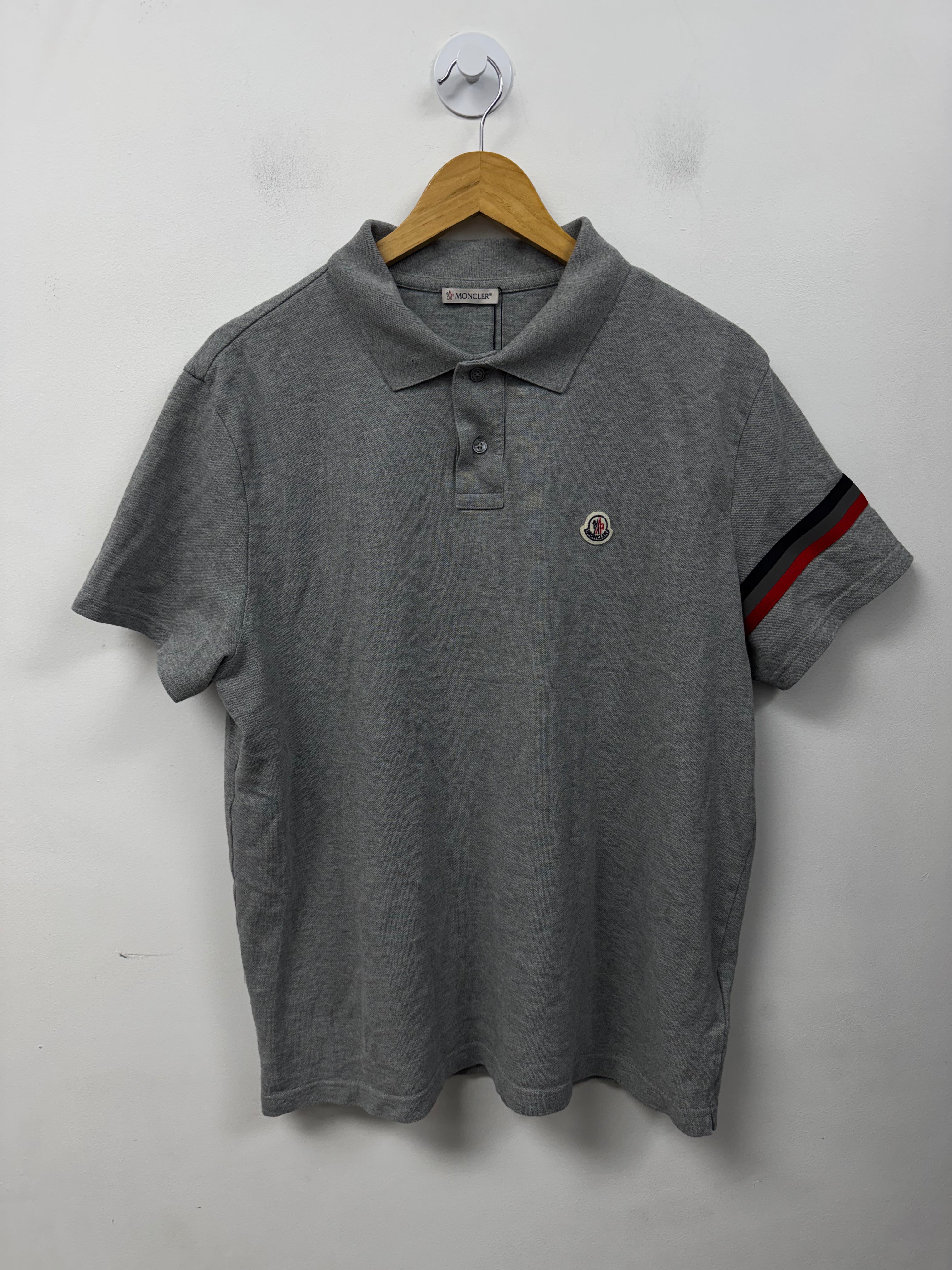 Moncler Grey Striped Polo