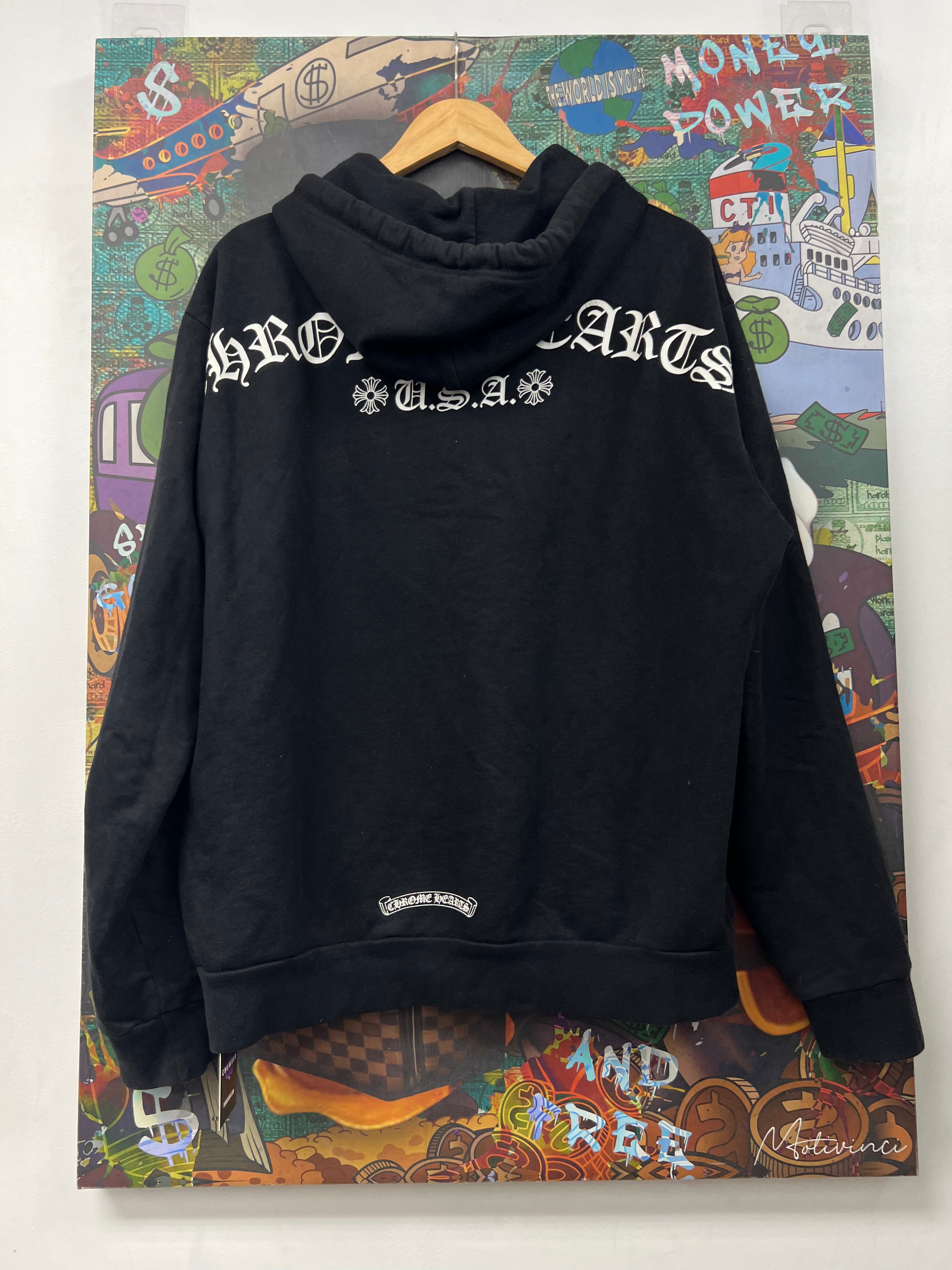 Chrome Hearts Black T-Bar USA Shoulder Logo Hoodie