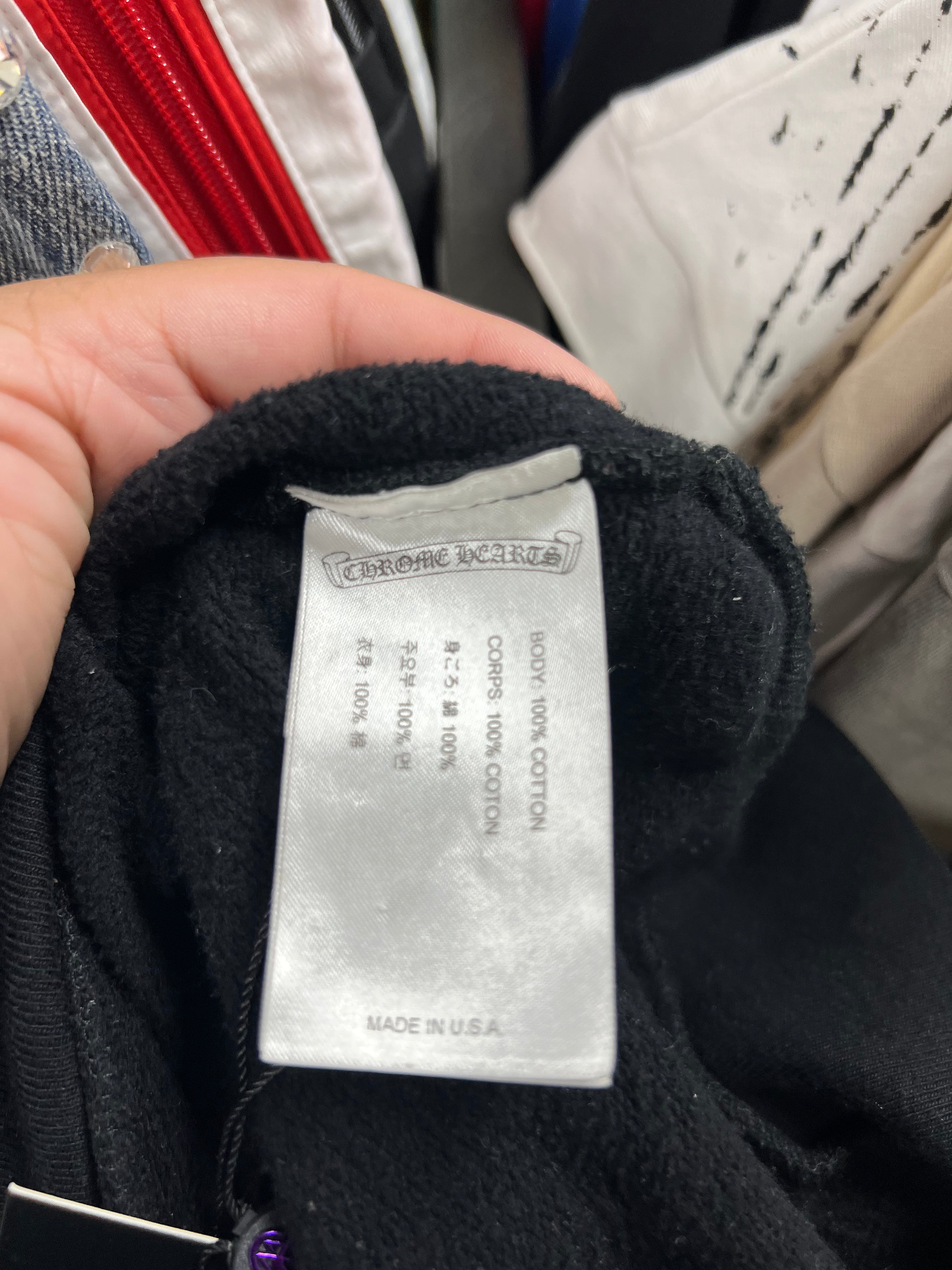 Chrome Hearts Black T-Bar USA Shoulder Logo Hoodie