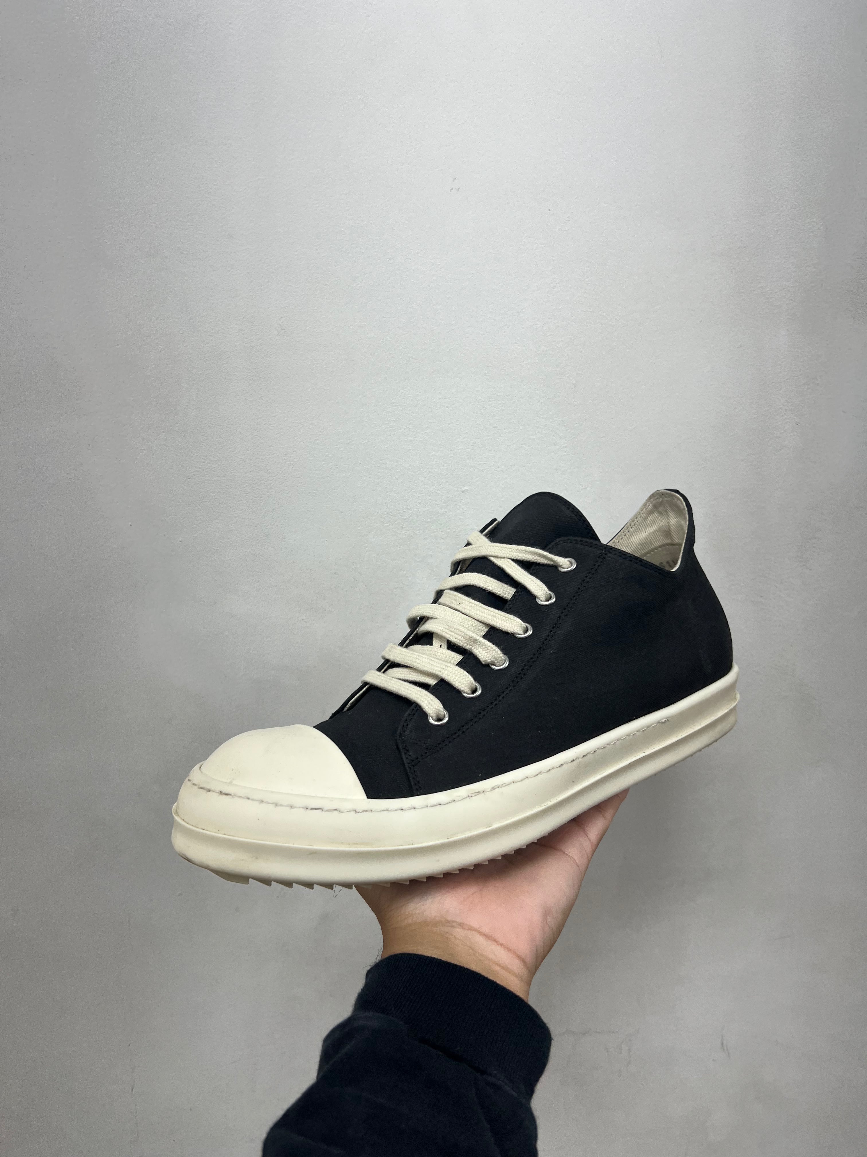 Rick Owens Black & Milk 'DRKSHDW' Waxed Ramone Low Sneakers
