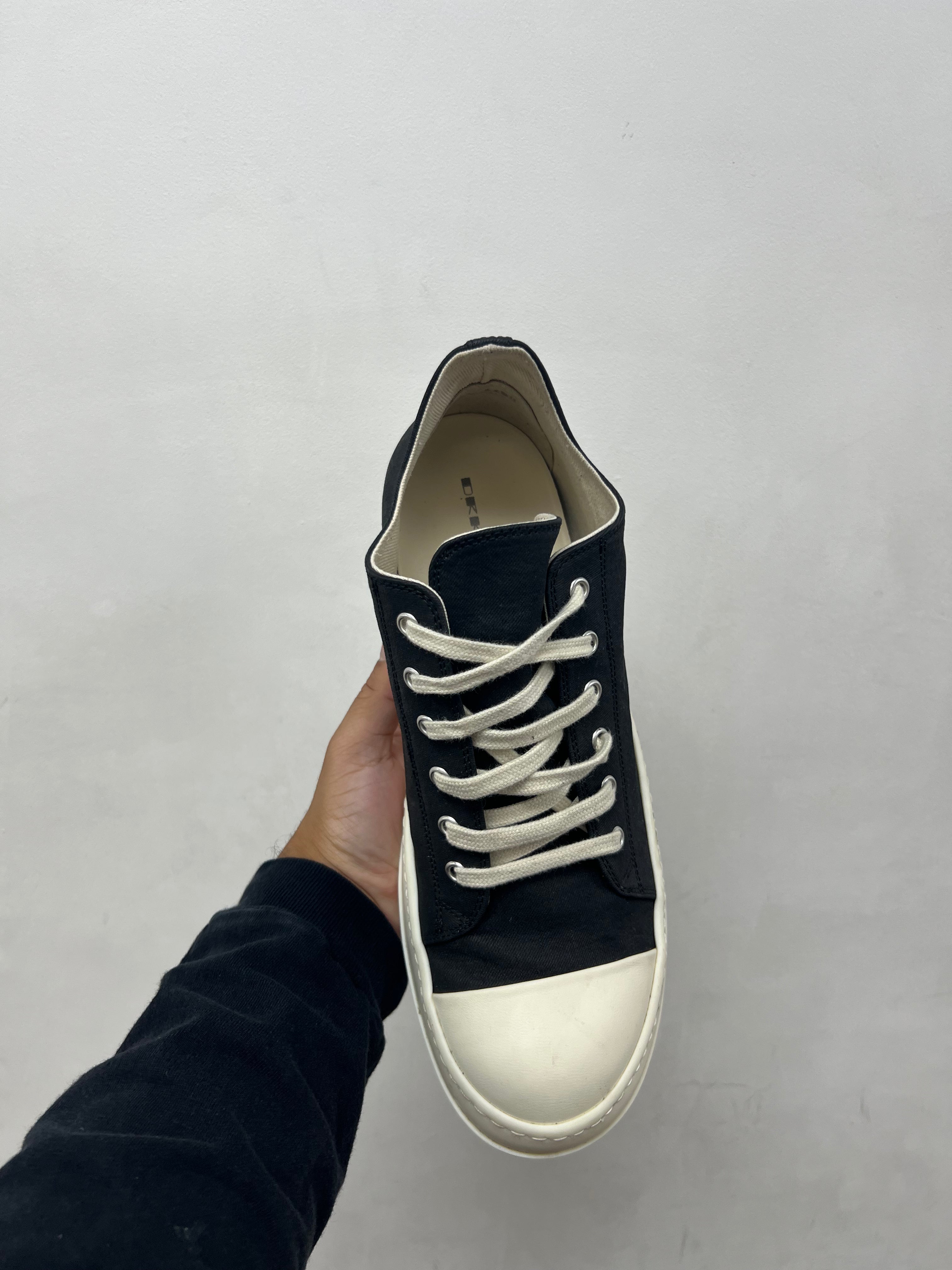 Rick Owens Black & Milk 'DRKSHDW' Waxed Ramone Low Sneakers