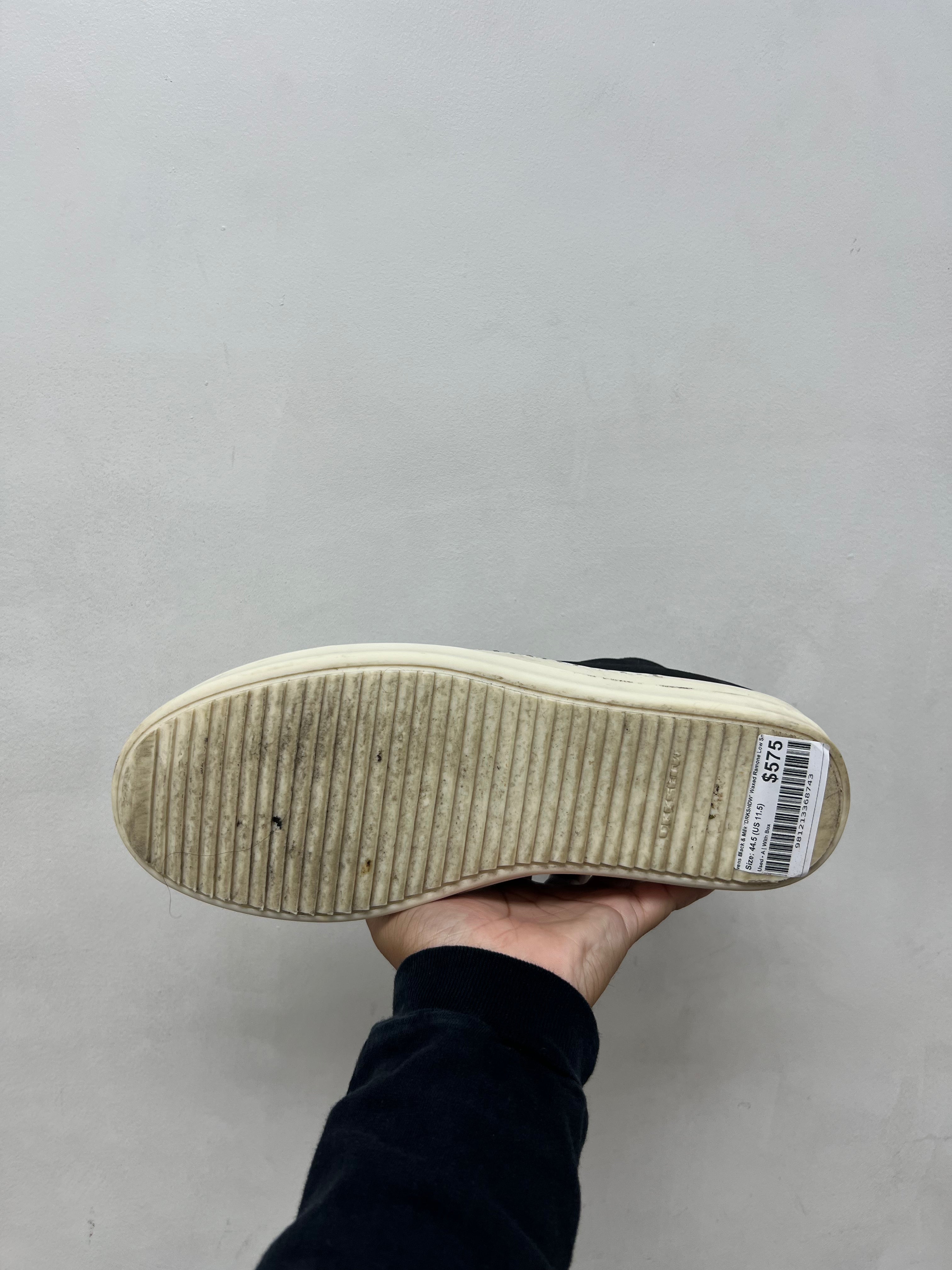Rick Owens Black & Milk 'DRKSHDW' Waxed Ramone Low Sneakers