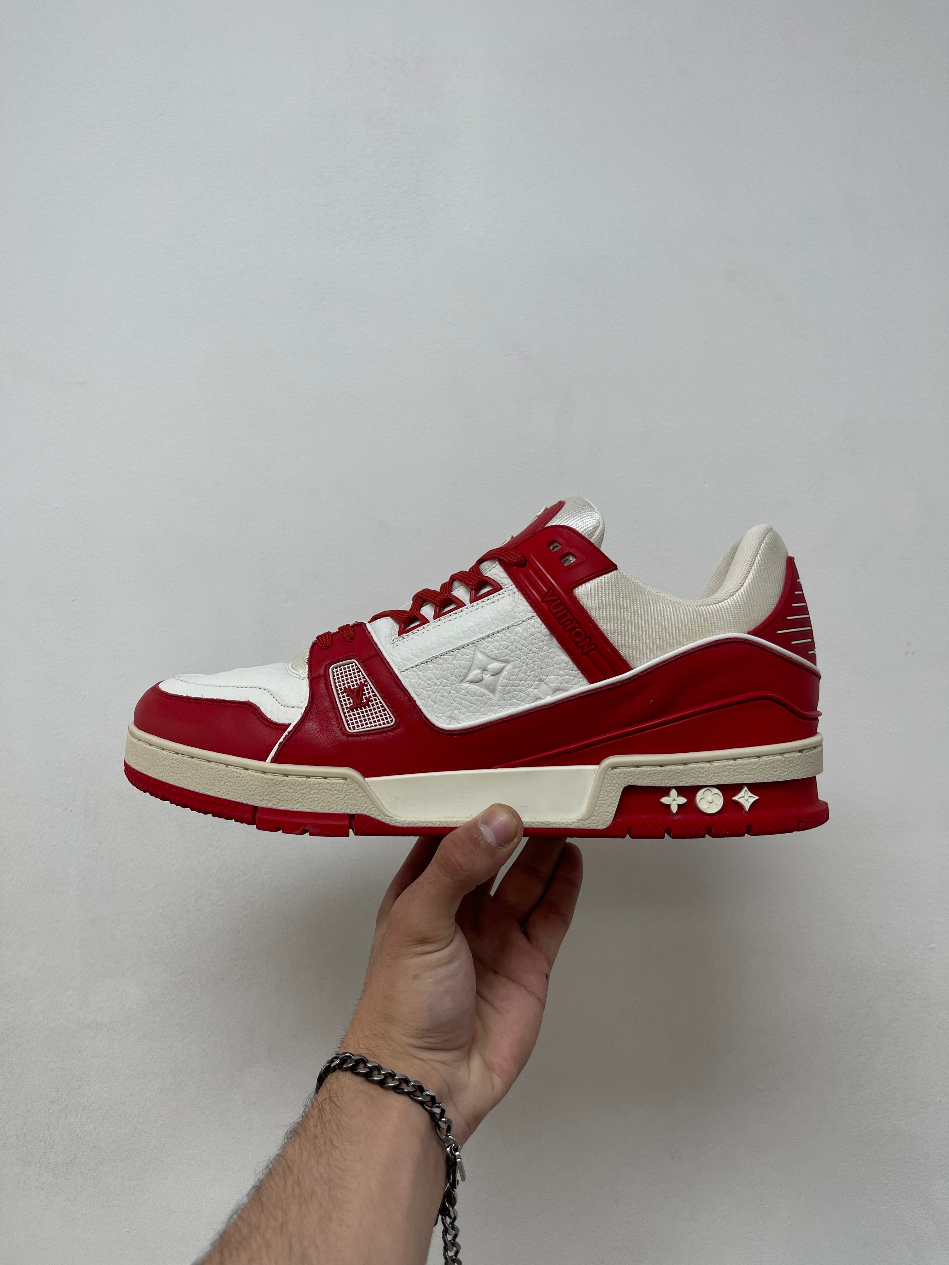 Louis Vuitton Red White Monogram Trainer Sneakers
