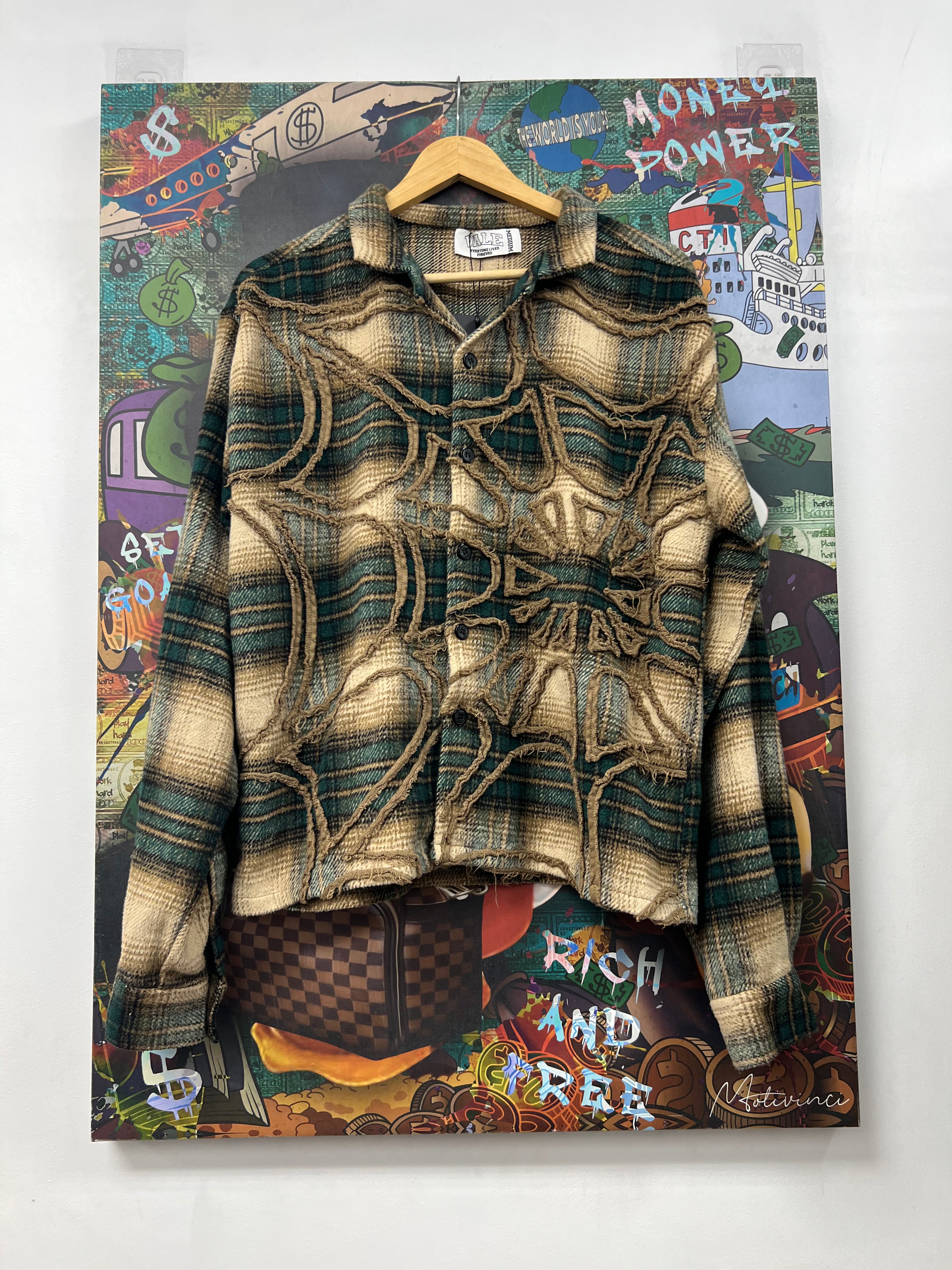 Vale Brown Green Web Flannel