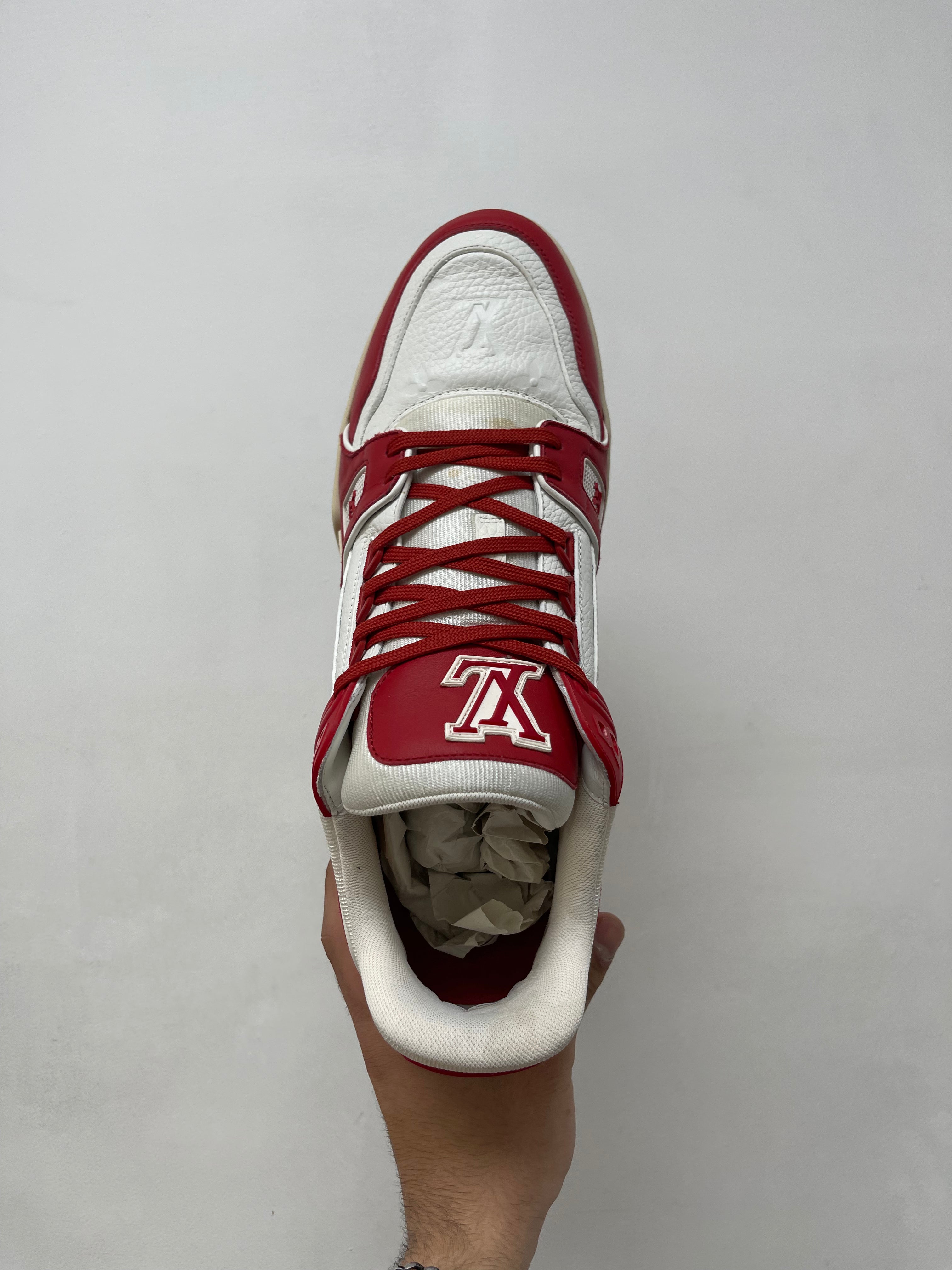 Louis Vuitton Red White Monogram Trainer Sneakers