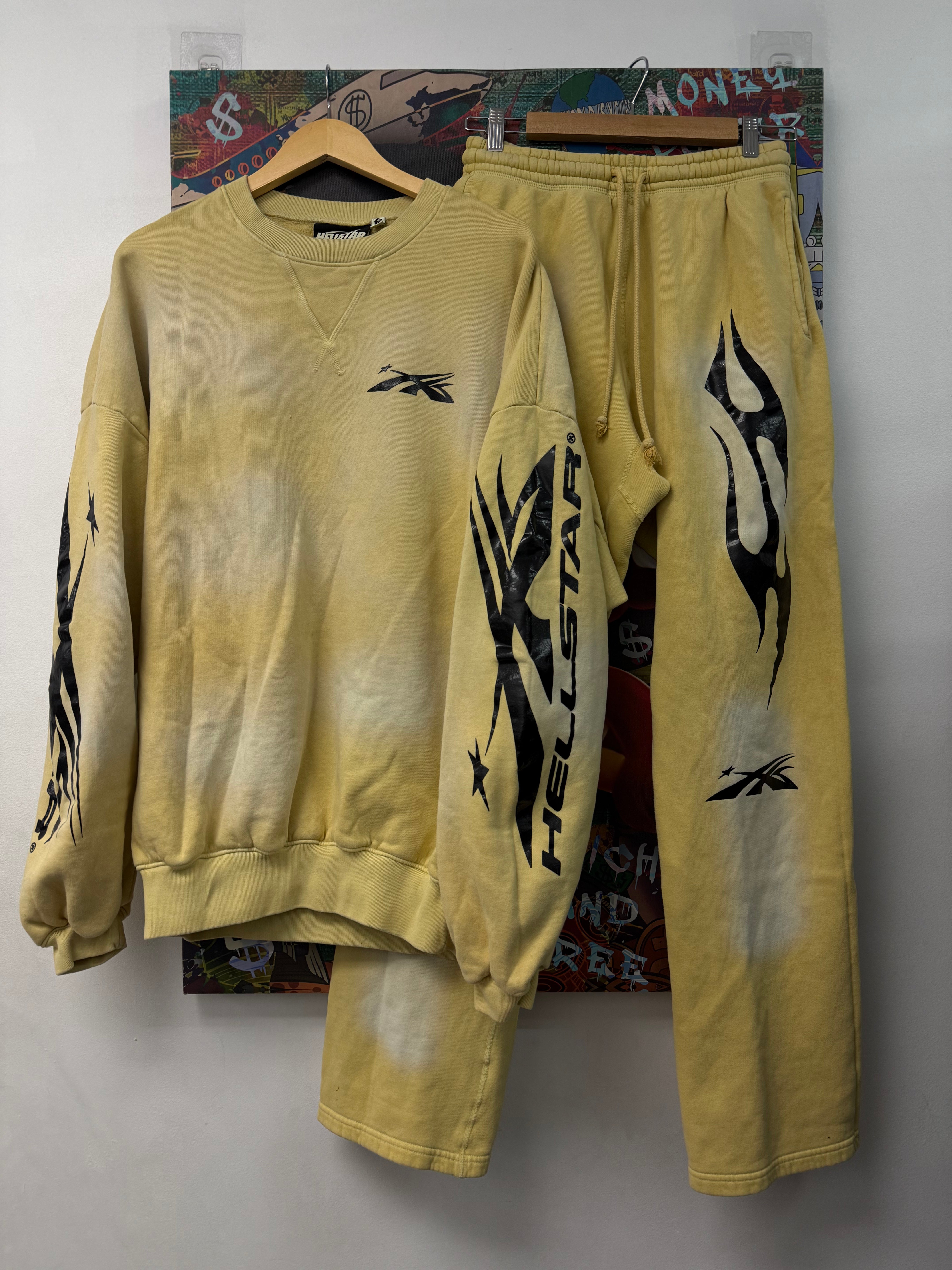 Hellstar Yellow Sport Logo Crewneck Sweatsuit