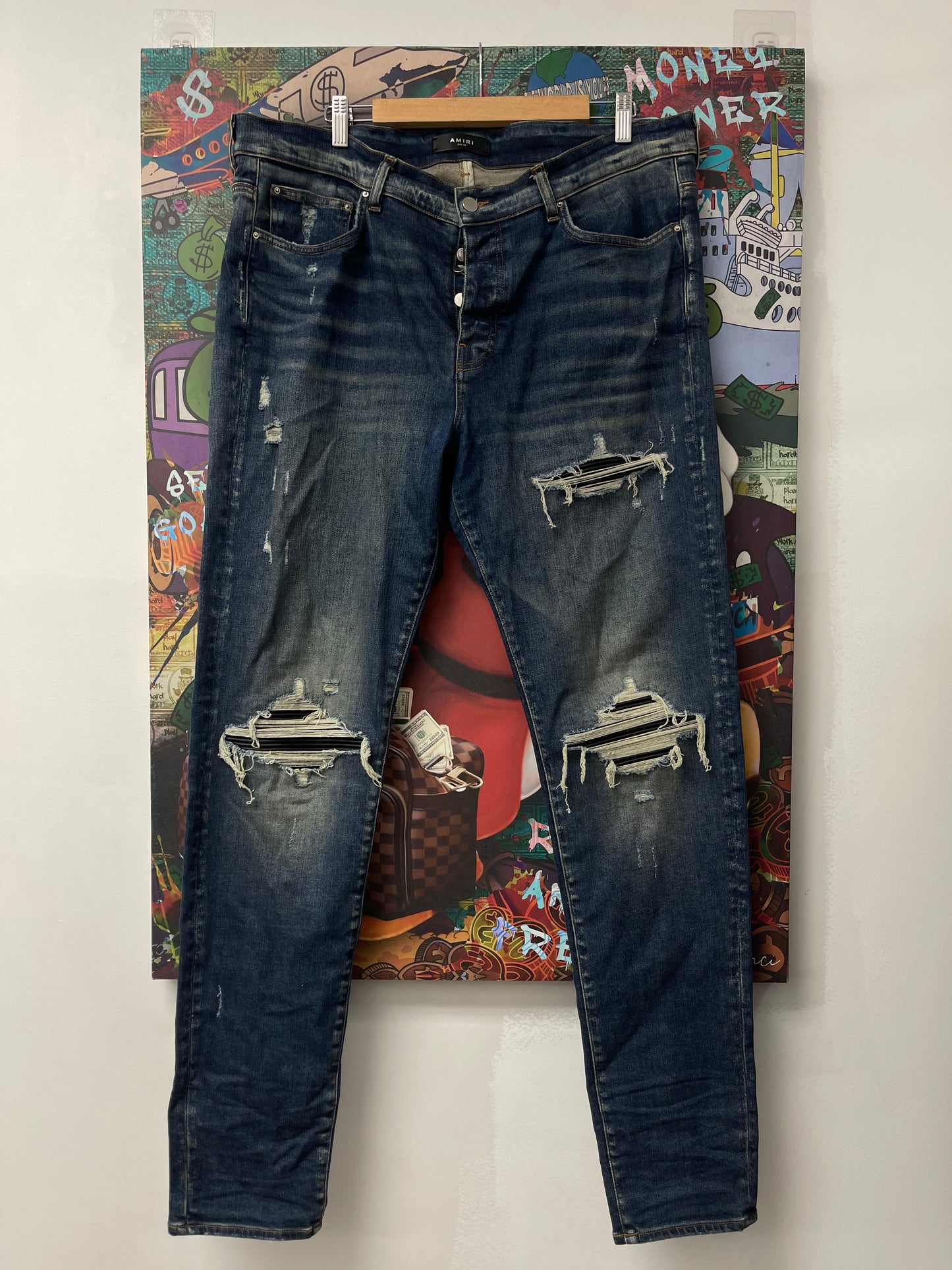 Amiri Jeans MX1 Dark Wash Black Patch Used